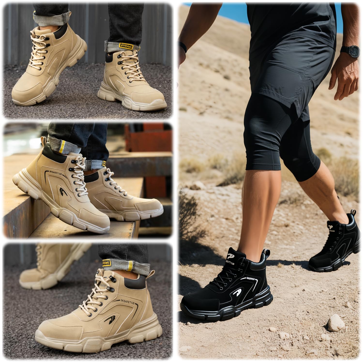 Botas de Seguridad para Hombre Mujer Impermeable Zapatillas Trabajo con Punta de Acero Ligeros Comodo Zapatos de Seguridad Antideslizantes Zapatos de Trabajo