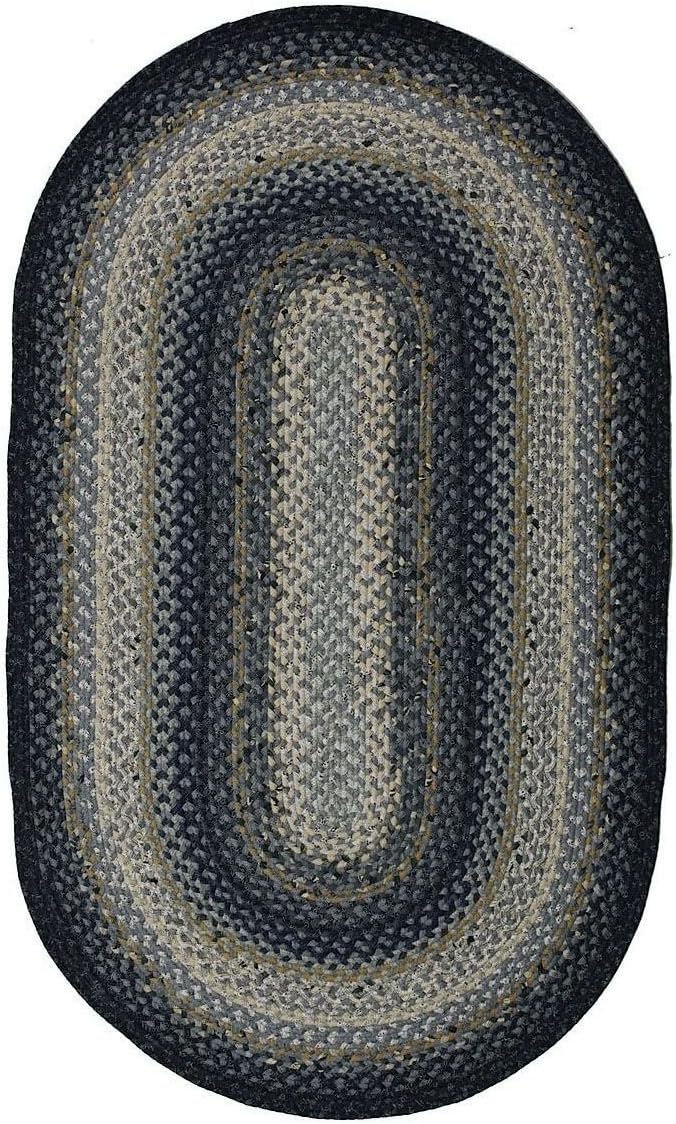 Homespice Decor Wedgewood BlueWhite Oval 4'x6' Braided Area Rug