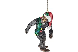 Design Toscano Yeti with Santa Hat Funny Christmas Tree Ornament, Small