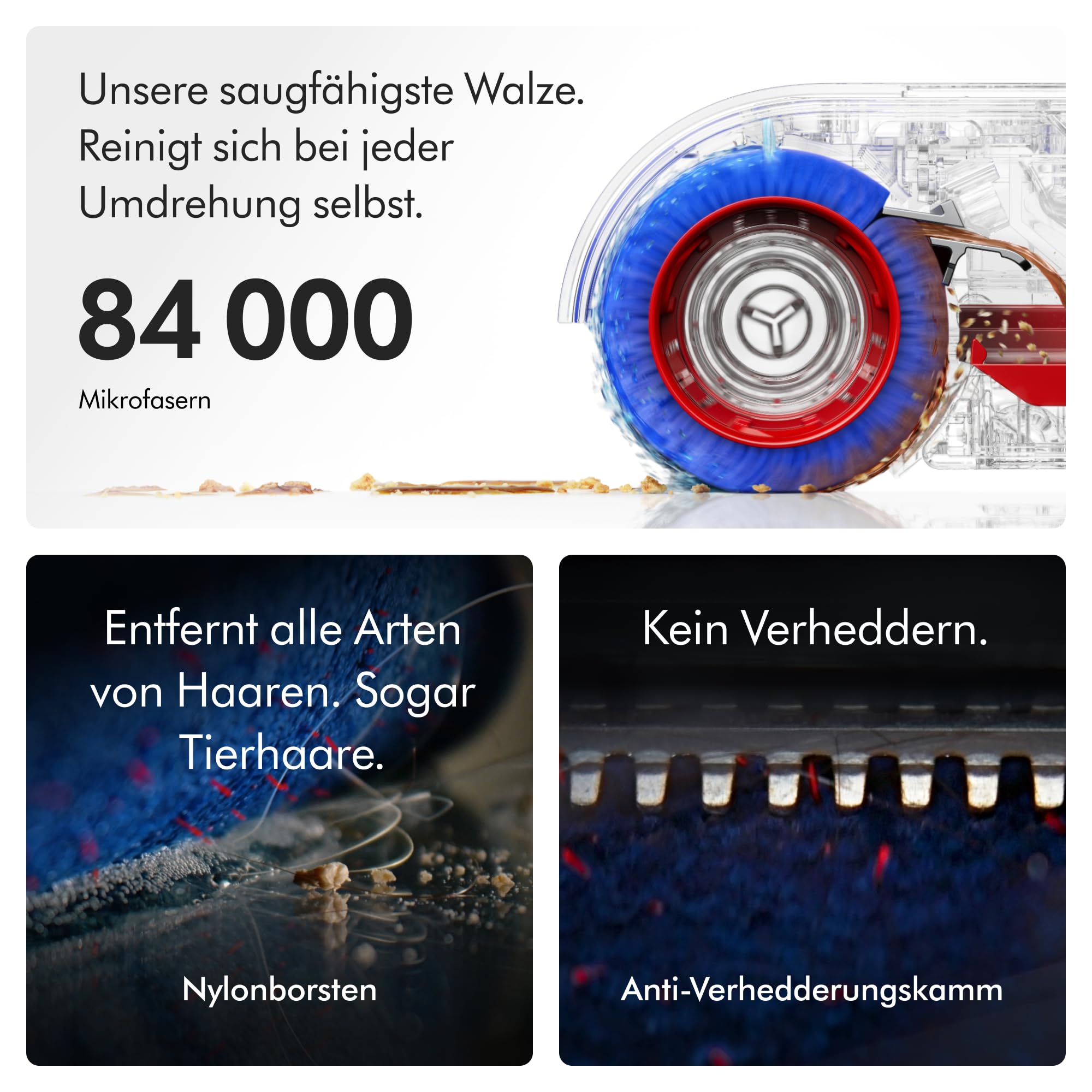 Dyson Clean+Wash Hygiene Nass‑ & Trockenreiniger 2‑in‑1 Hartbodenreiniger, entfernt nasse & trockene Verschmutzungen, Haarentwirrungstechnologie, selbstreinigende Walze ohne Filter