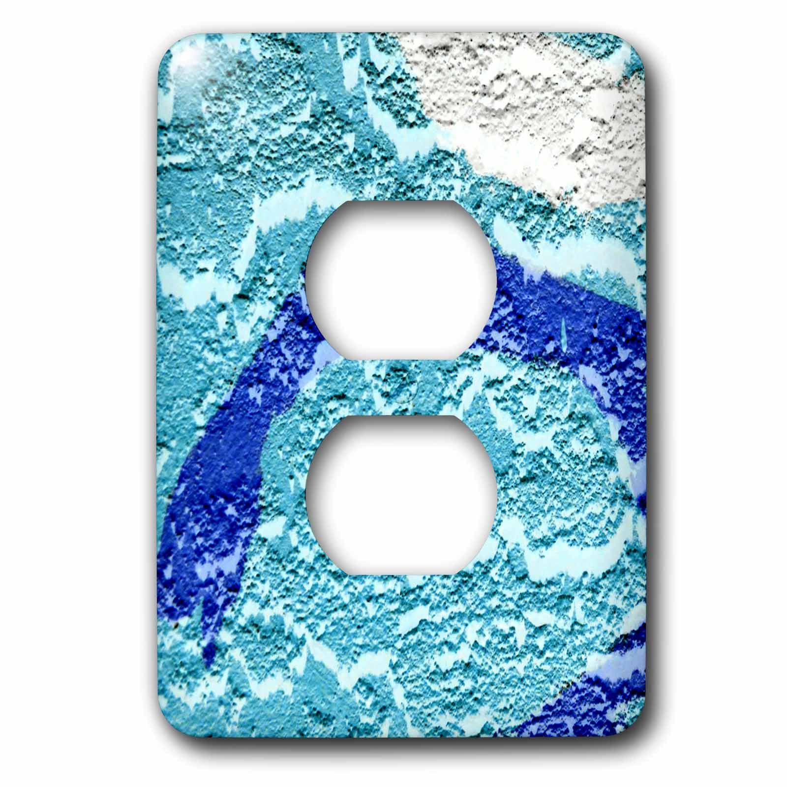 Tableau mural abstrait bleu sarcelle et blanc multicolore pour double prise design