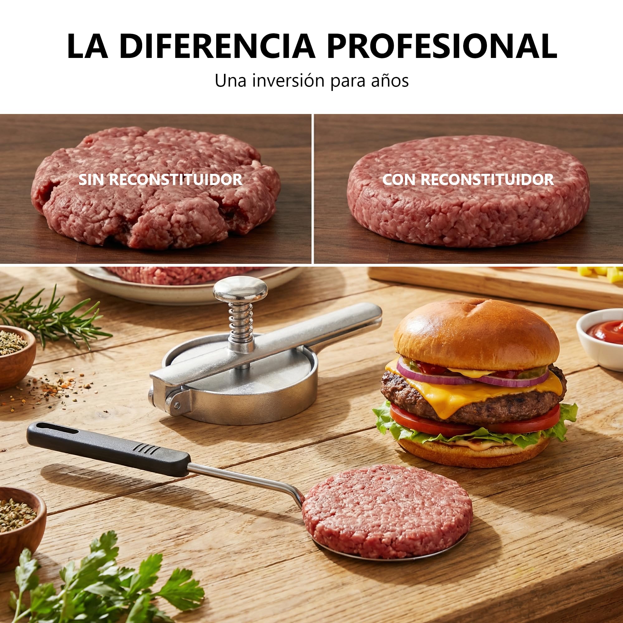 Louis Tellier, N4001X, Prensa para hamburguesa, inox, pack de 1