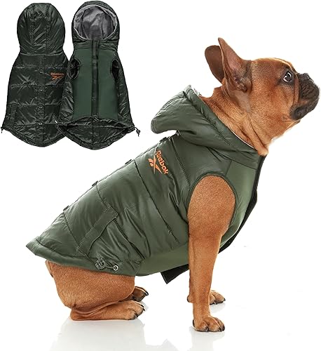 Miniatura 1 de Reebok Chaqueta acolchada para perros  Chaleco impermeable con capucha, ropa de invierno para perros pequeños, medianos y grandes, chaqueta de nieve