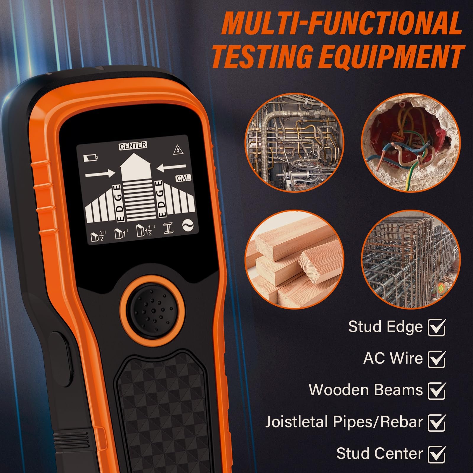 5 In 1 Rilevatore Di Tubi Metallici,Rilevatore Tubi Metallici,Rilevatore Tubi e Cavi con LCD Schermo e Avviso Sonoro,Per Rilevare Legno, Metallo E Cavi Nel Muro