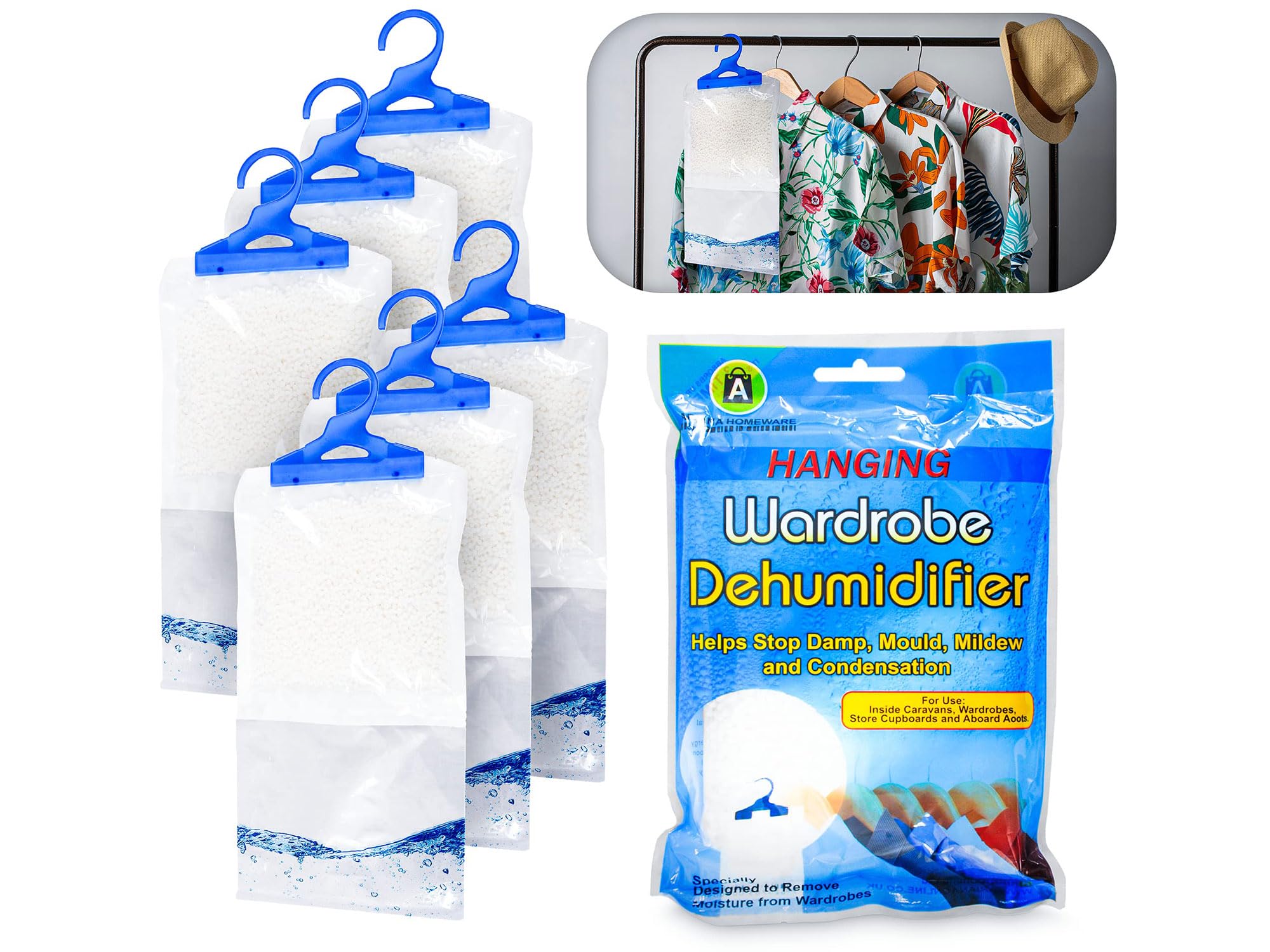Ansiowardrobe Dehumidifier Hanging Bags Pack Of 6 Trap Condensation Dehumidifier