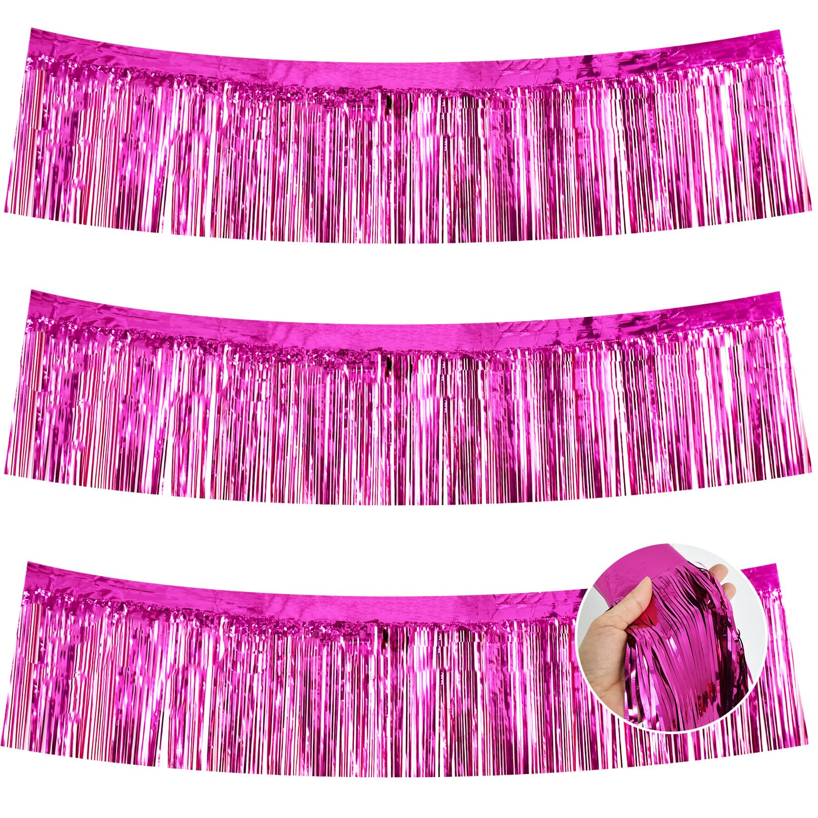 BEISHIDA Rose Red Fringe Garland Banner 30ft Wall Tinsel Foil Streamers