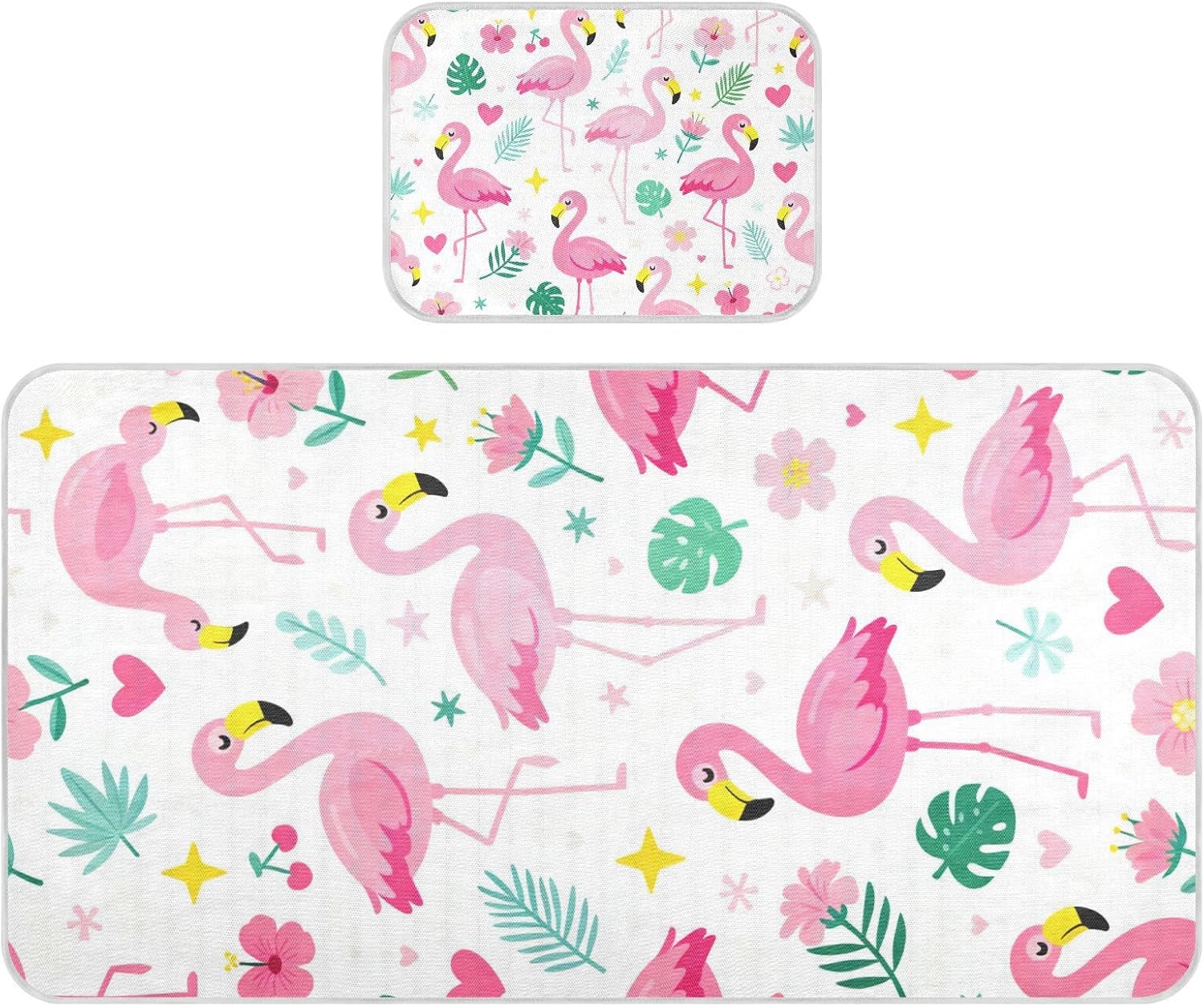 Cute Pink Flamingo Flowers Cooling Baby Mattress Protector Crib 28" x 52" Absorbent Mattress Protector Pads for Baby&Toddler