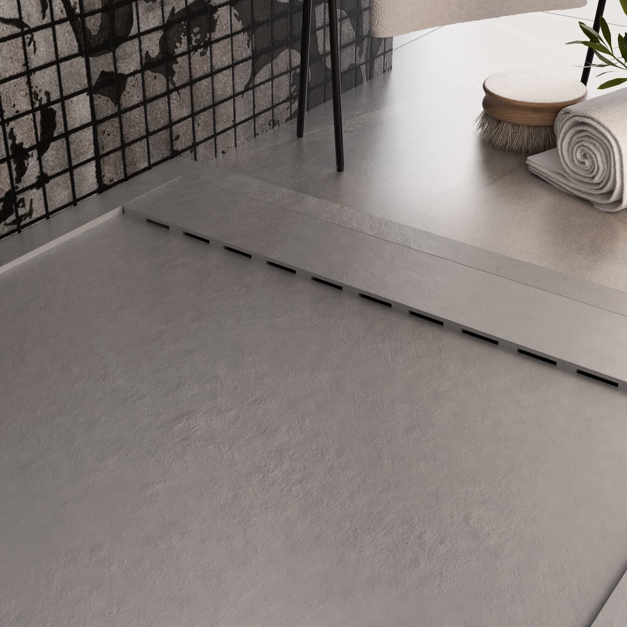 OLIMPO DOCCE - Piatto doccia in marmo resina Grigio Chiaro pietra cemento P