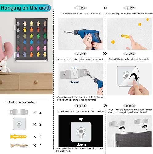 Miniatura 4 de JOYMOMO Vitrina de minifiguras de acrílico para montaje en pared, exhibe y protege tu colección de minifiguras de bloques de construcción (sin