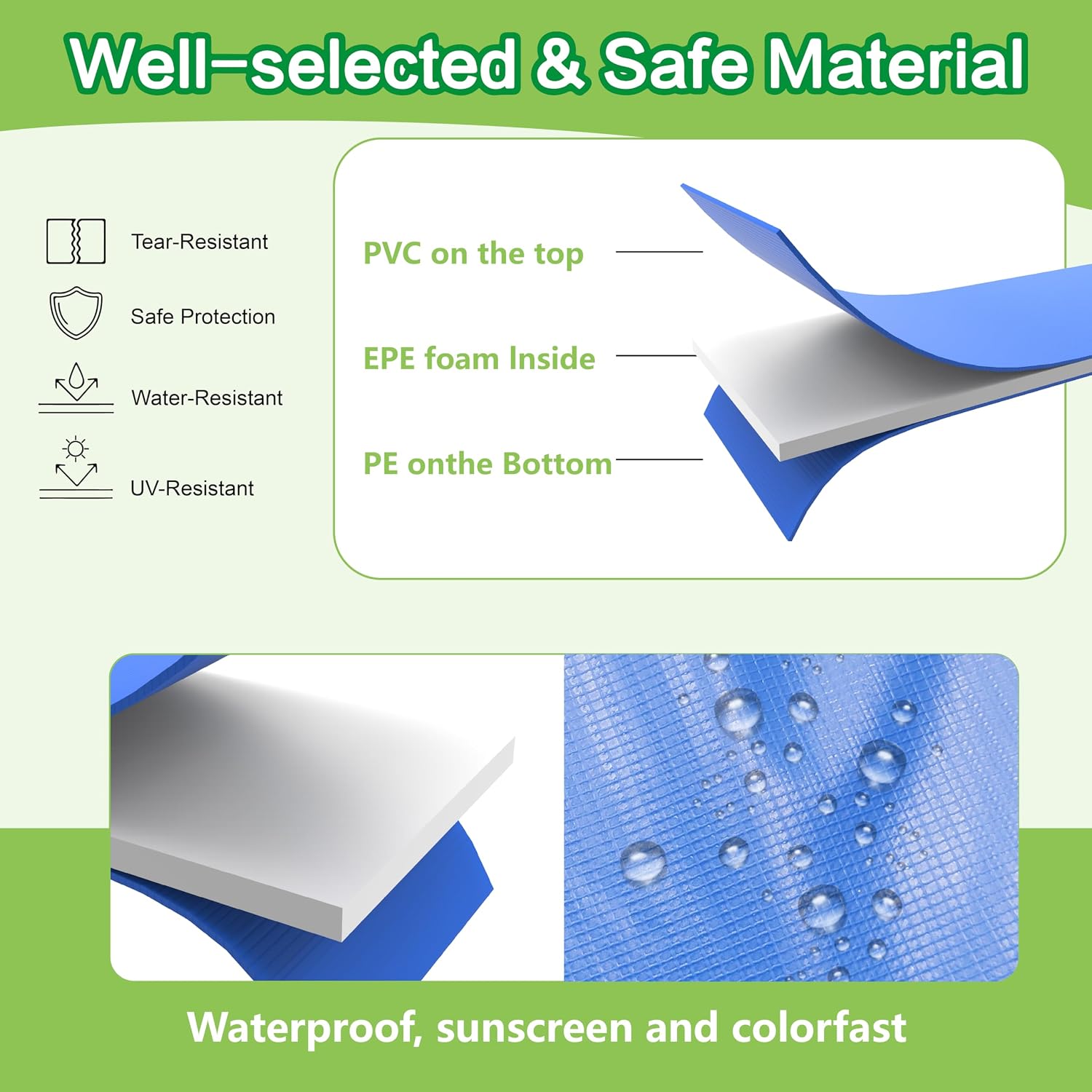 trampoline pad, 10ft 12ft 14ft trampoline replacement safety pad, universal trampoline pads, spring cover, waterproof, tear resistant, round arch trampoline parts for kids 15ft blue
