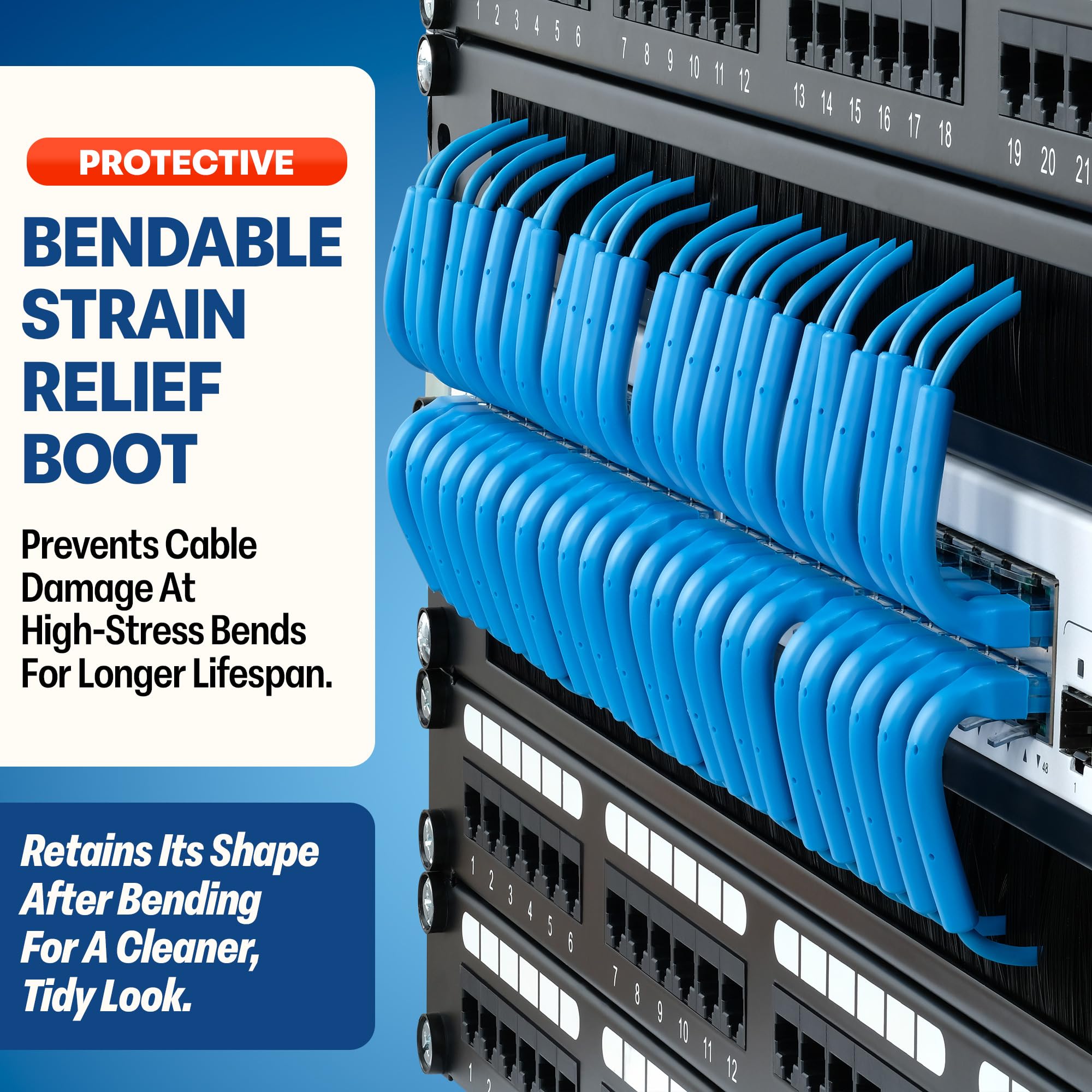Everest - Cables de conexión Ethernet Cat6a ultradelgados de 10 pies (paquete de 24) - Cable de conexión Cat 6a de 10 GB - Cable Ethernet flexible, flexible y delgado - Cables Cat6a de 32 AWG 550 MHz