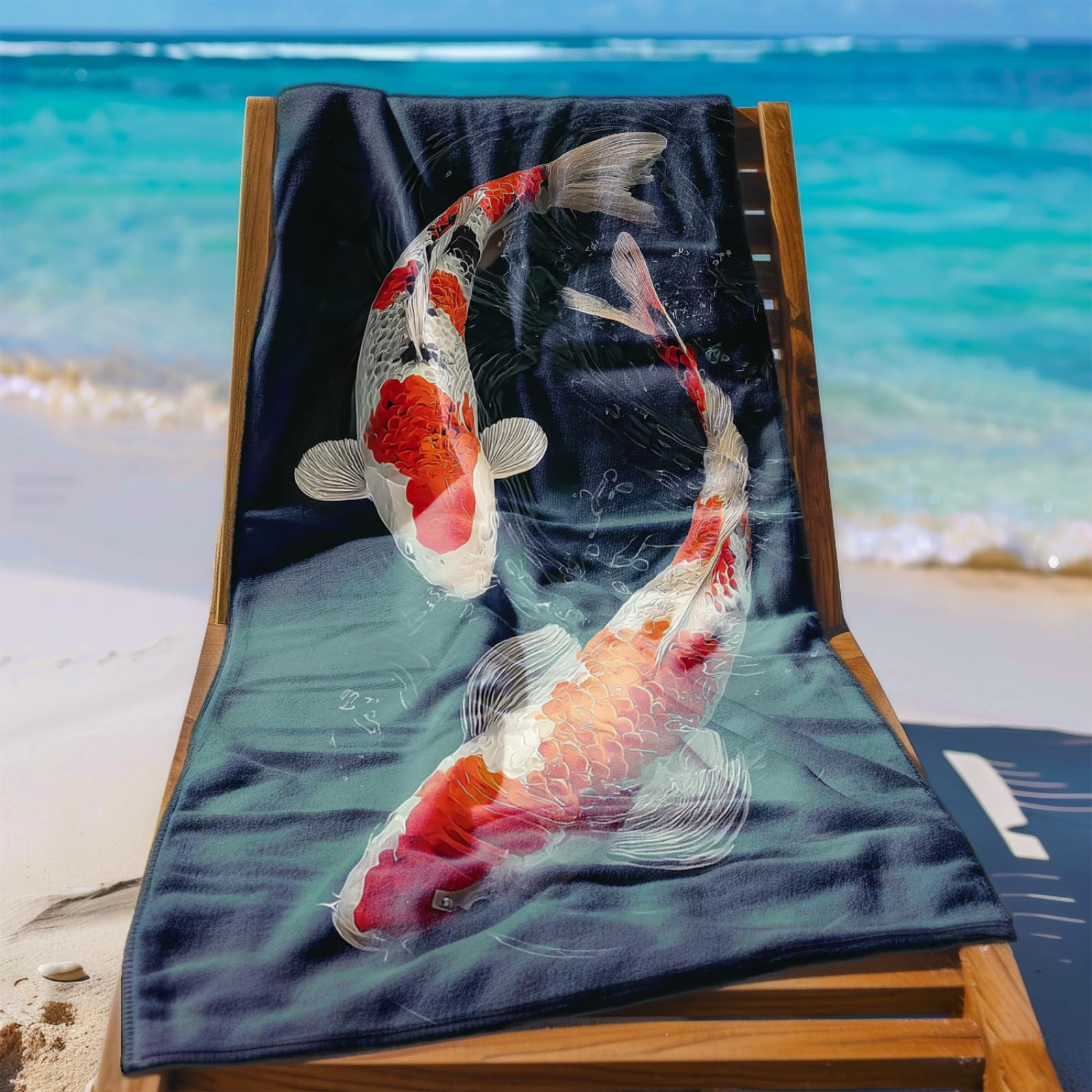 Générique Serviette Microfibre Plage Poisson Rouge Blanc