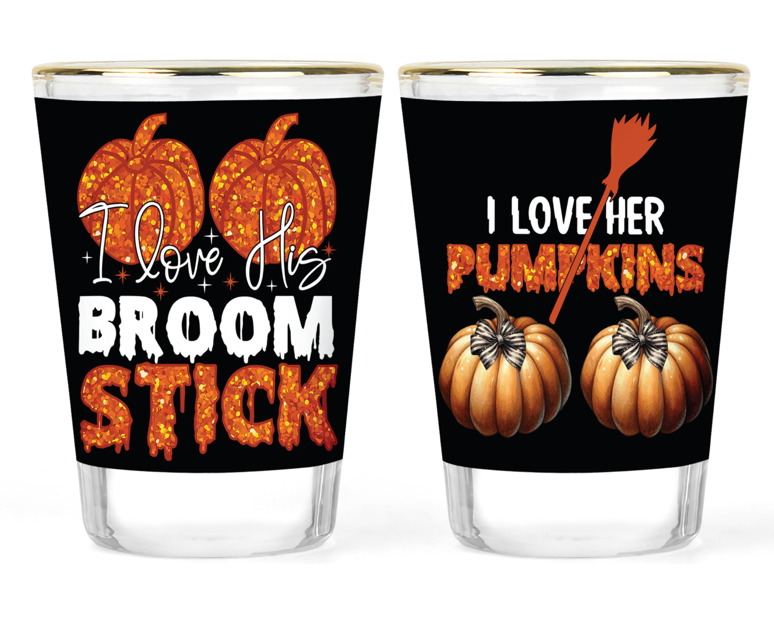 Halloween Shot Glass Set - His and Her Shot Glasses - Funny Halloween Gift - Couples Gift - 2 pc Shot Glass Set - His and Her Gift