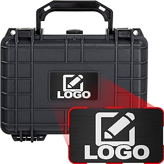 Eylar Protective Gear and Camera Hard Case with Custom Logo Engraved Plate, Water & Shock Proof w/Foam TSA Approved 8.12 inch 6.56 inch 3.56 inch (Black)
