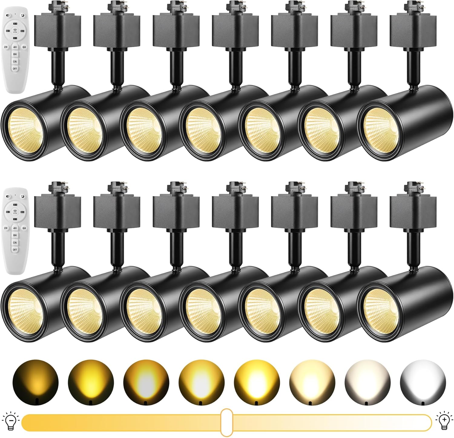 Junview LED Track Lighting Heads 2700K-6500K Sptepless Color Adjustable with Timer and Remote Control H Type Track Light Heads Dimmable Super Bright Flicker Free CRI90+ 38° (14Pack)