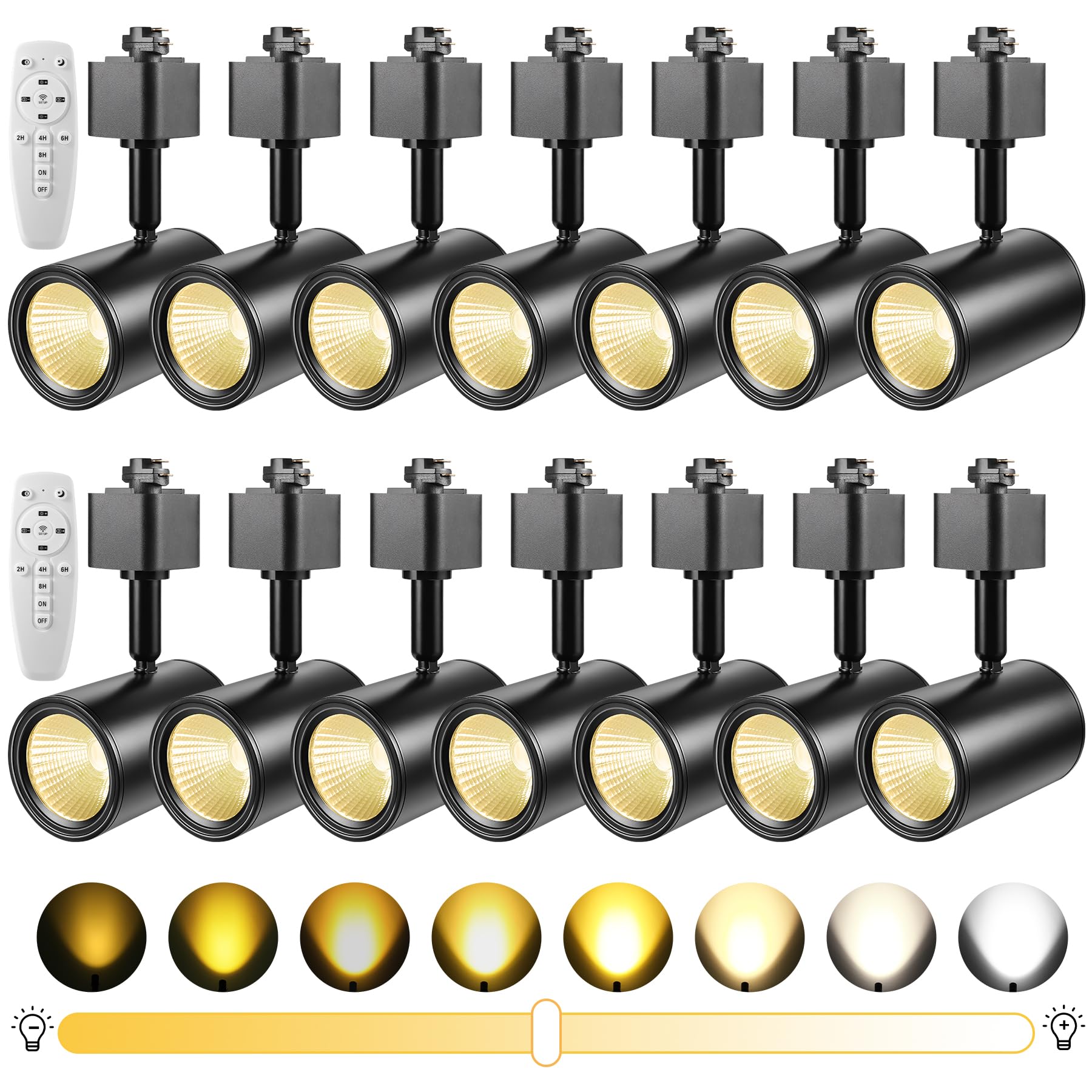 Photo 1 of Junview 14-Pack LED Track Lighting Heads Black Stepless Color Adjustable