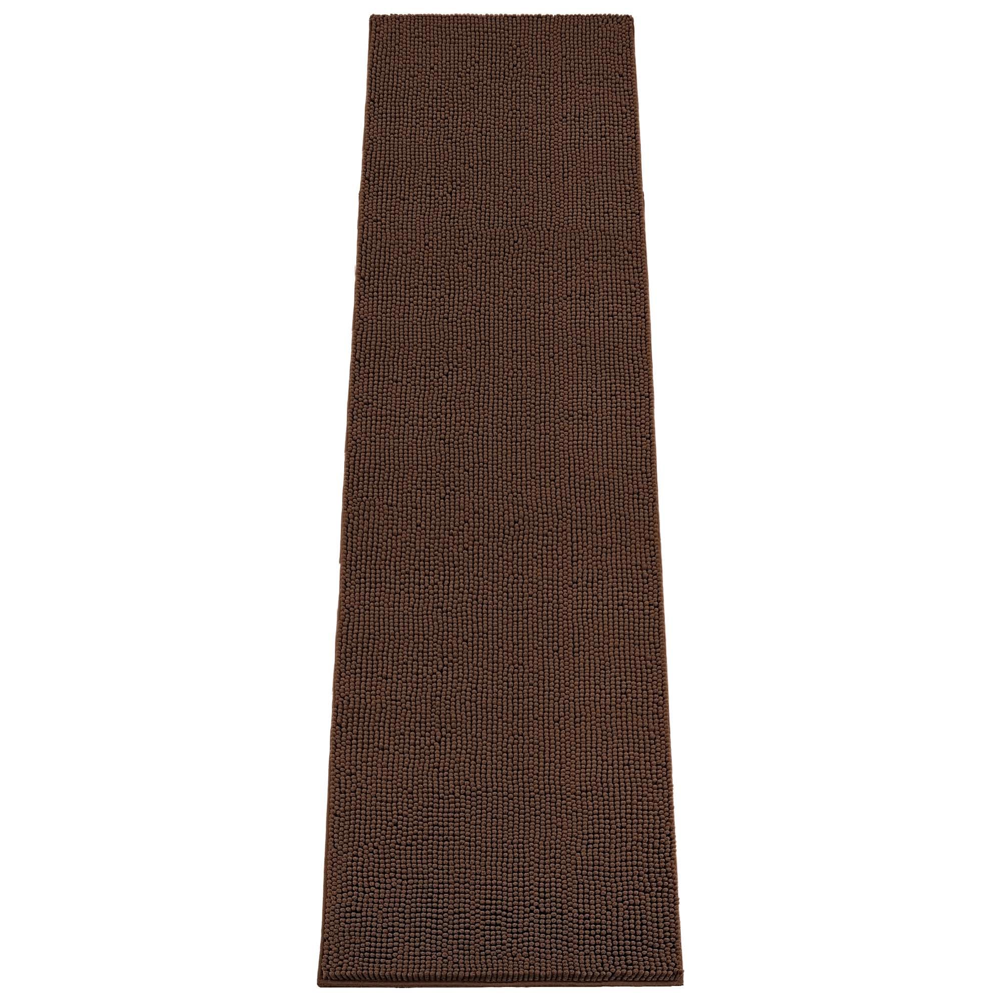 Absorbent Dog Door Mat for Muddy Paws, 120" x 36" Chenille Indoor Mats for Entryway, Trap Dirt Front Door Mat Indoor Entrance Washable Non Slip Soft Brown