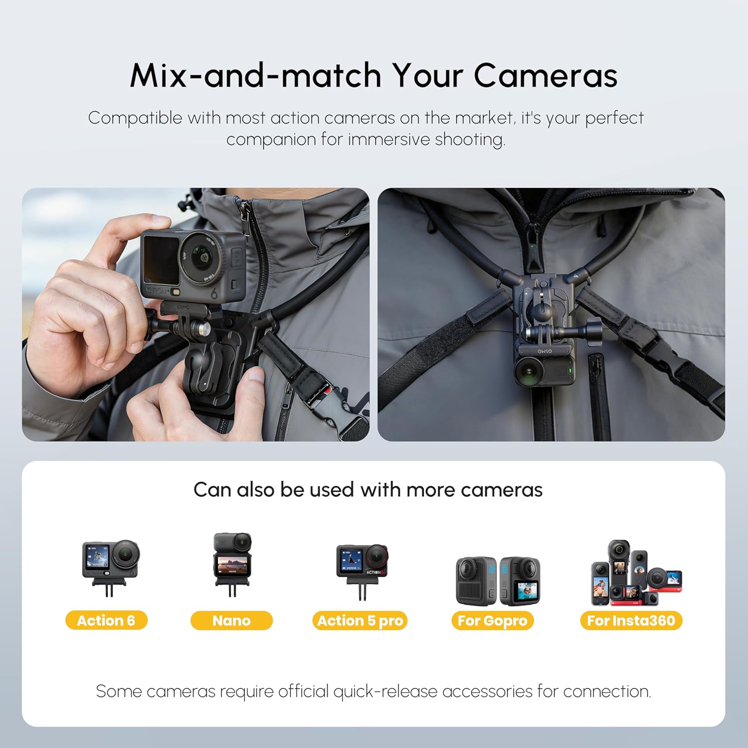 STARTRC PHOTO Magnetic Neck Mount for Action Camera, for DJI OSMO 360/Nano/Action 6/5 Pro/4, for osmo Pocket 3, for GoPro Hero 12/11/10/9