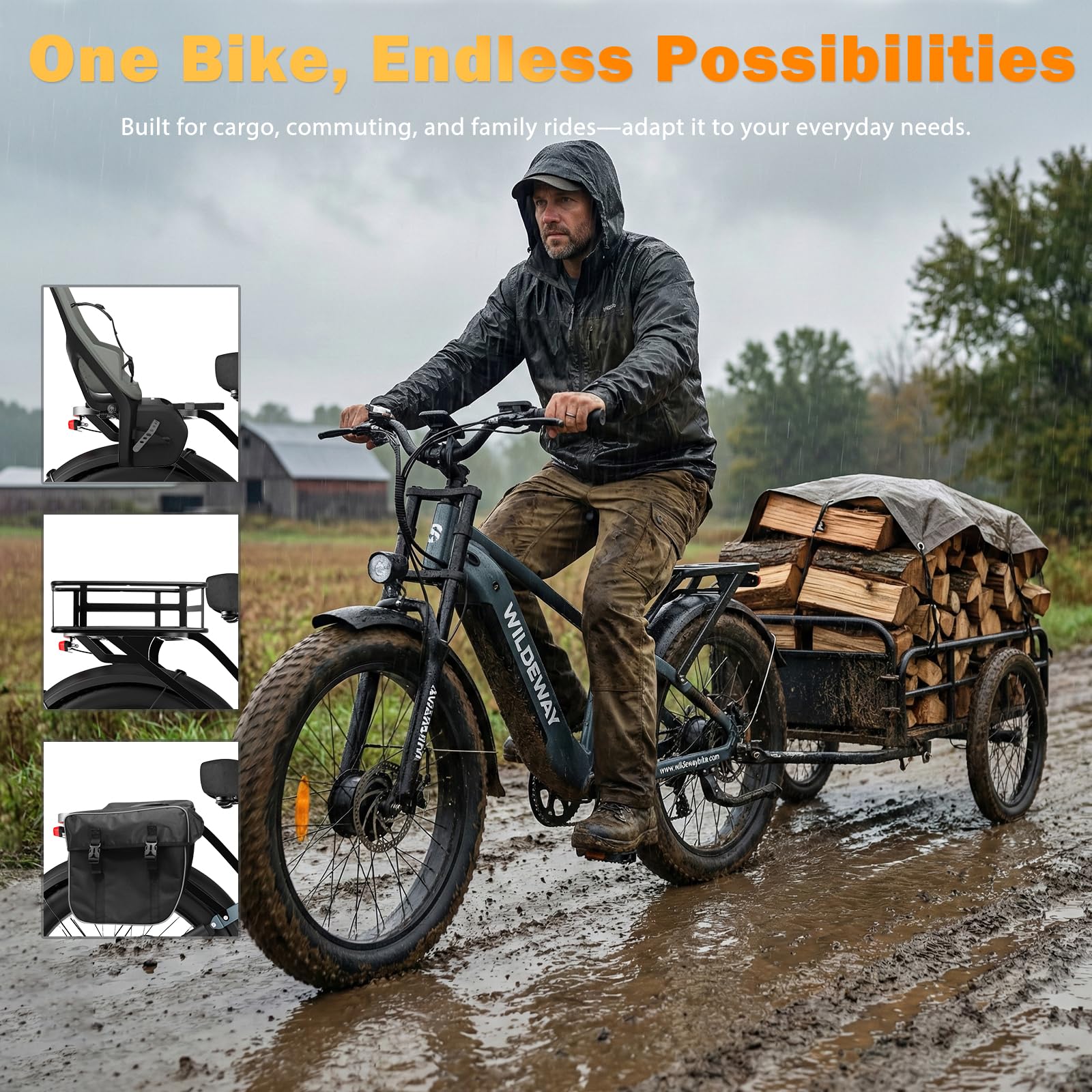 Vélo électrique Fat Tire 26 x 4,0, double moteur, batterie 48 V 30 Ah, autonomie jusqu'à 80 à 100 km, double suspension complète, freins hydrauliques à disque, 7 vitesses, vélo tout terrain pour