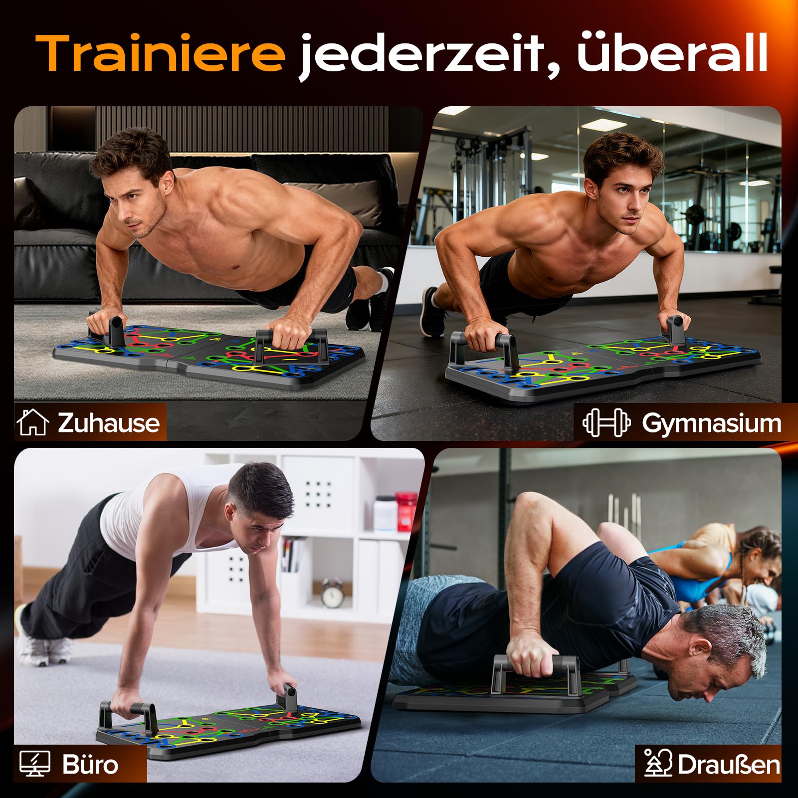 AERLANG Liegestützgriffe Fitnessgeräte für zuhause Tragbares Multi-in-One Push-up-Board-Set Effizientes Muskeltraining für Männer und Frauen