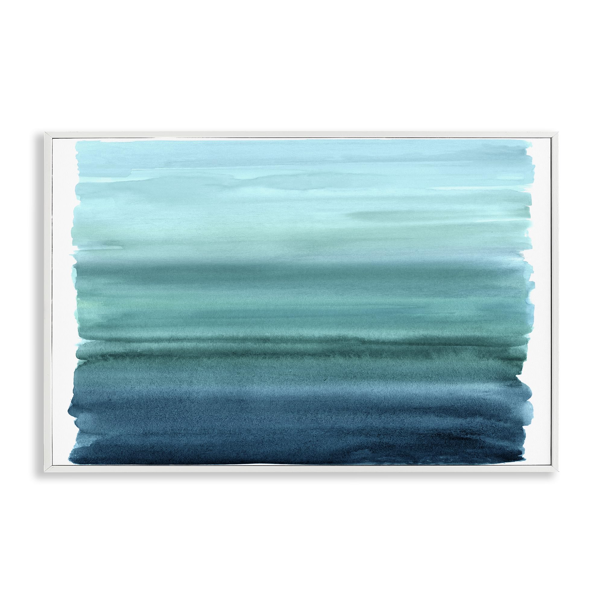 Stupell Industries Ombre Teal Gradient Abstract Wall Art for Living Room, Serene Aqua Horizon Decor, 16 x 24 Inch Framed Giclée Print, by Allie Corbin, Made in USA Gift