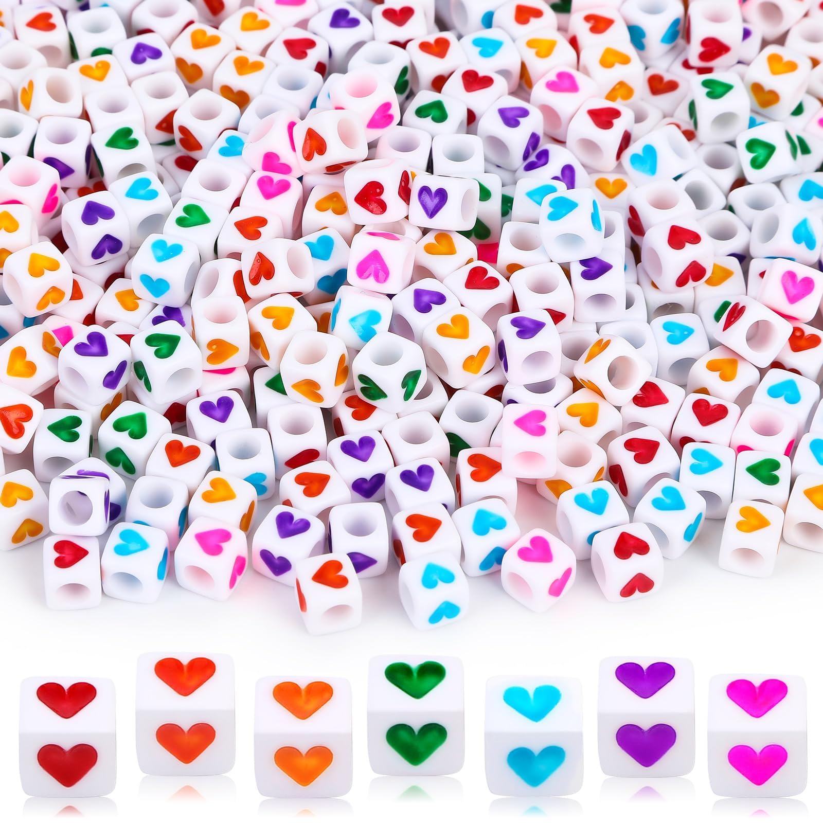 Amazon.com: Augshy 1400Pcs Acrylic Colorful Heart Square Cube