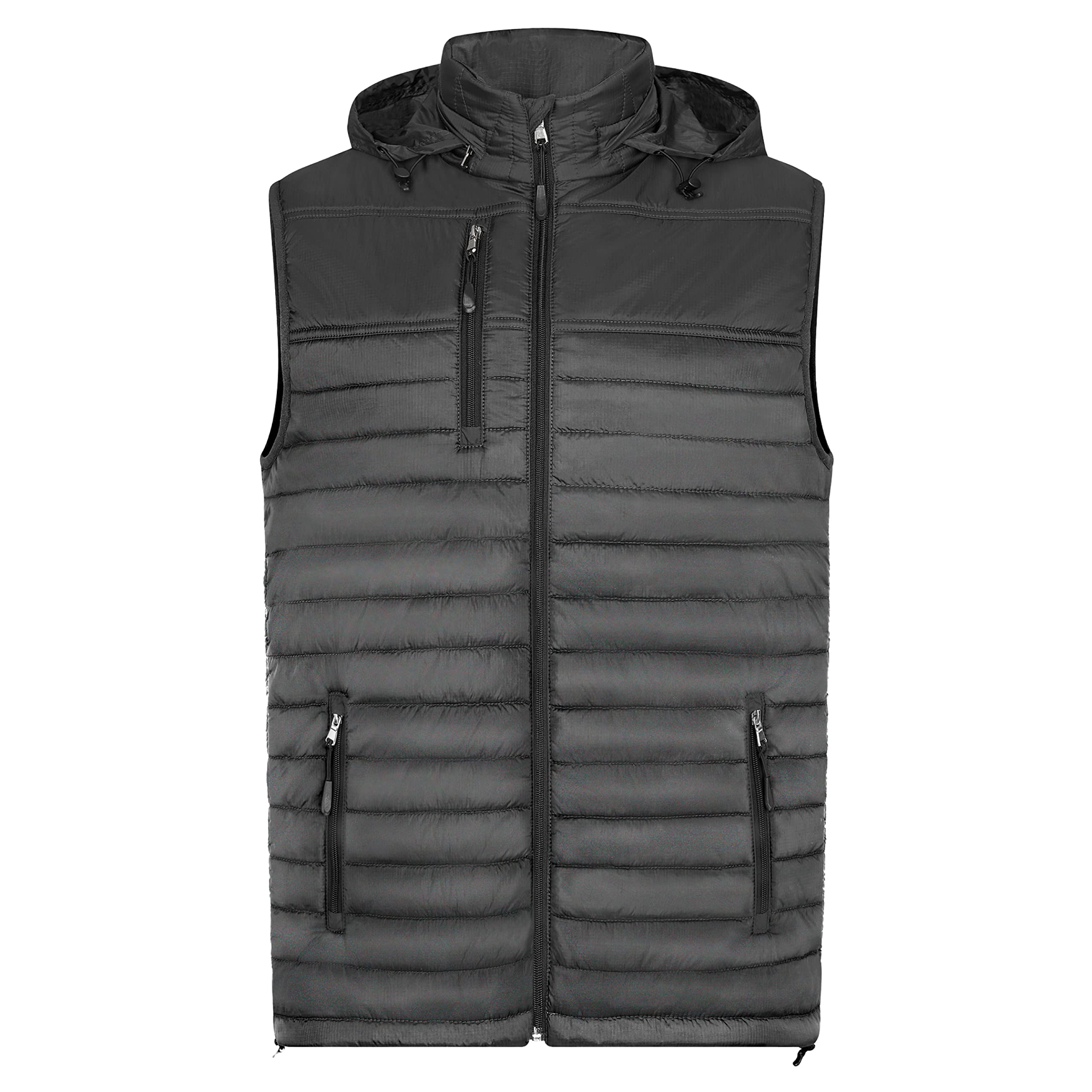 Gilet Uomo HRM Con Cappuccio, Performance Body Warmer | Leggero, Trapuntato, In Poliammide, Tasche Con Cerniera, Blu Royal - 3