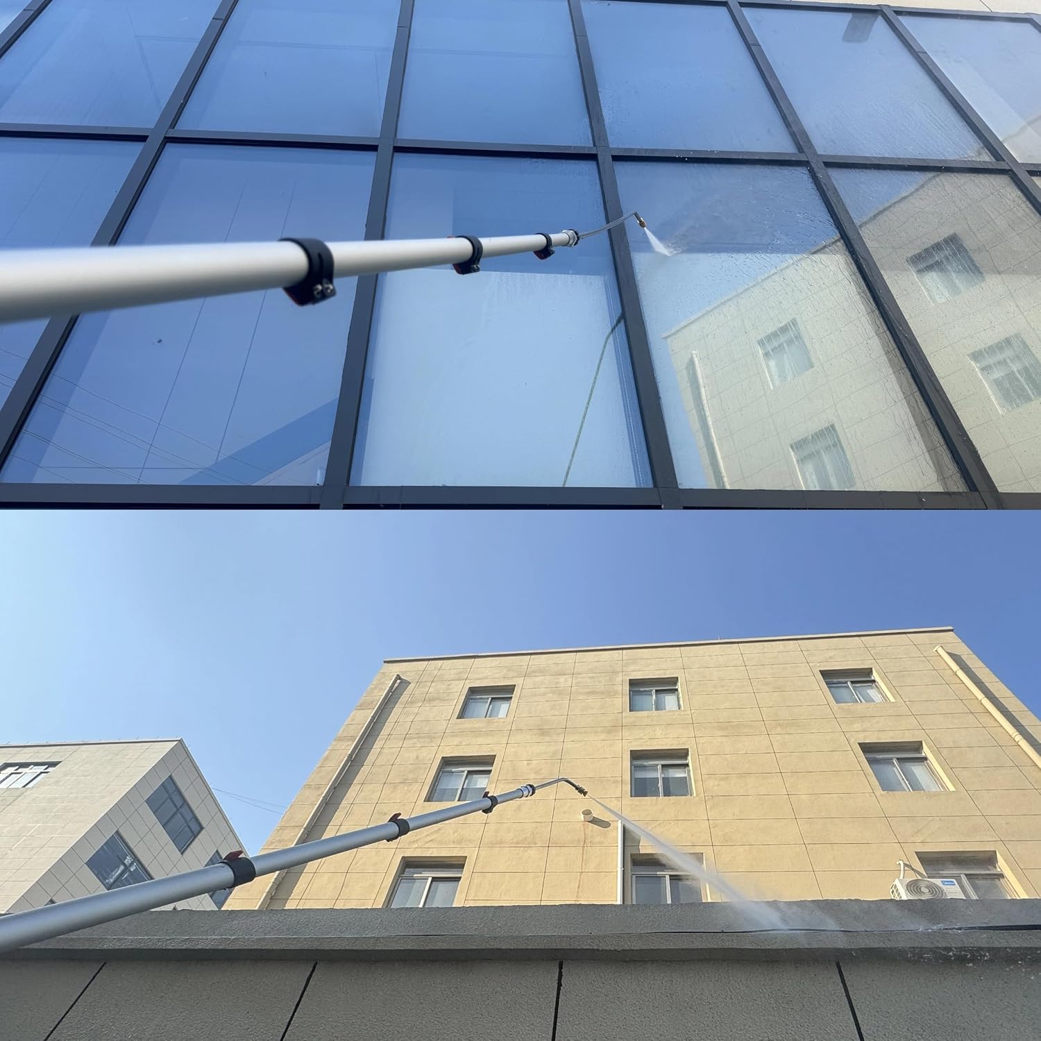 PWACCS 24 FT Telescoping Pressure Washer Wand, Telescopic Spray Wand with Power Washer Extension Wands, Gutter Cleaner Attachment Kit with 7 Nozzle Tips, 2 Adapters, Pivoting Coupler and Support Belt