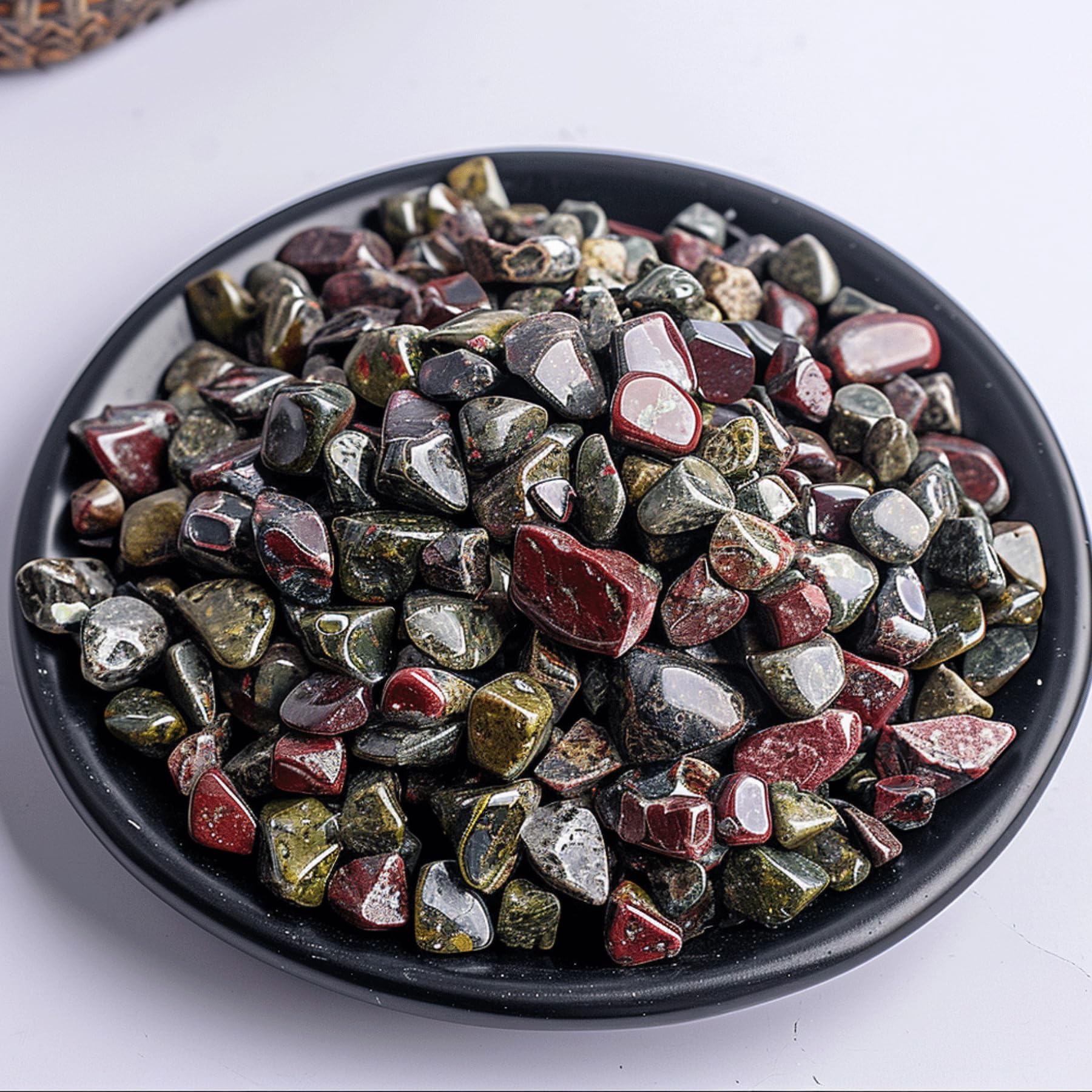 Polished Dragon Blood Jasper Crystal Chips 200 Pcs - 10 oz Tumbled Stone Chips Crushed Sea Glass Stones Healing Reiki Crystal Making Home Decoration