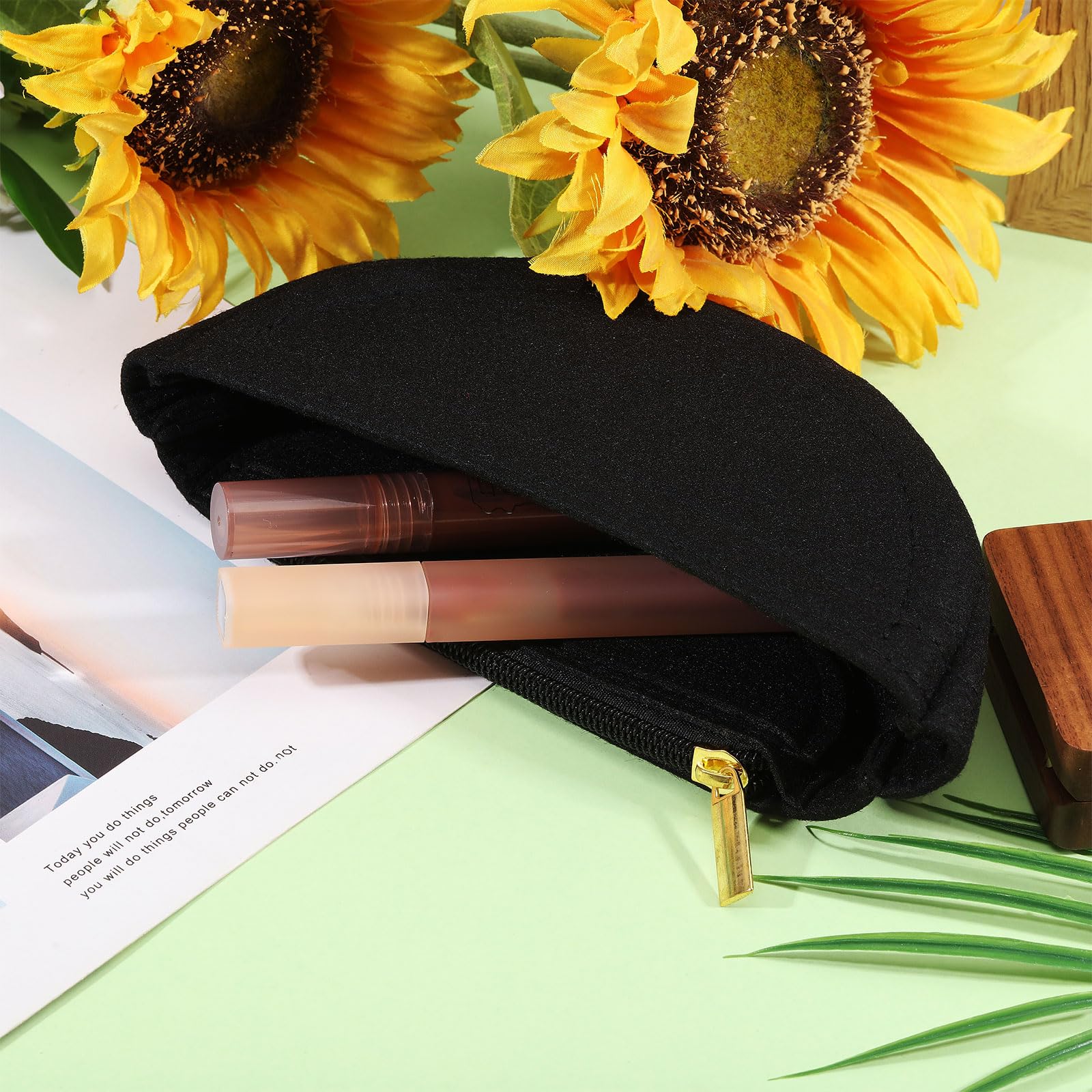 CHGCRAFT Mini Organiseur De Sac à Main Demi Rond En Feutre Avec Fermeture Éclair Pour Femme Beige 10.2x4.7x3.1 Pouce