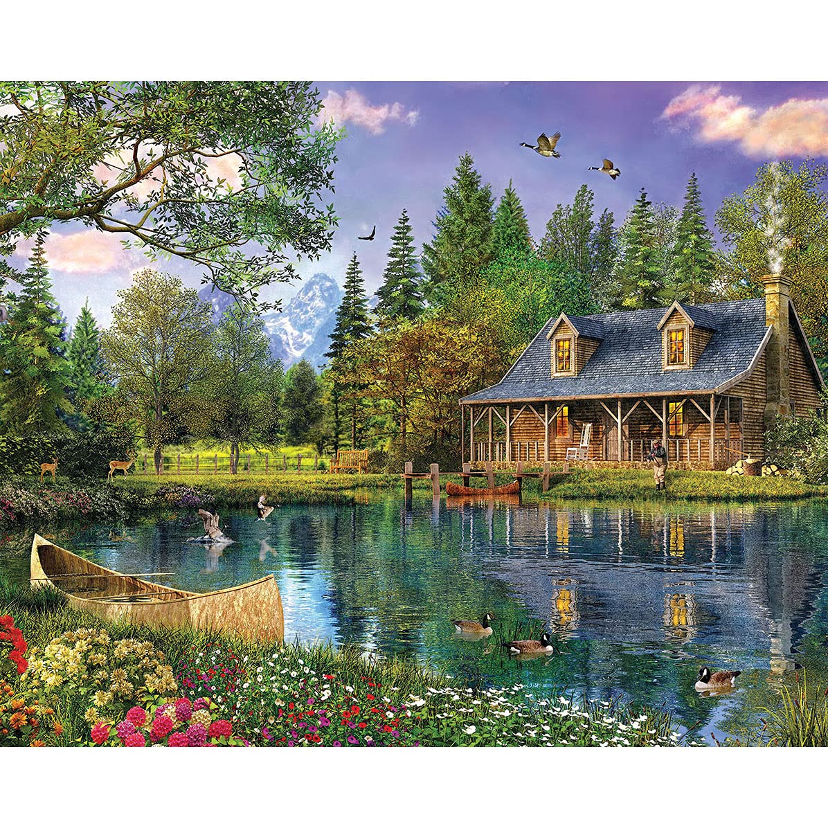 White Mountain Puzzles Mountain Cabin - 1000 Piece Jigsaw Puzzle