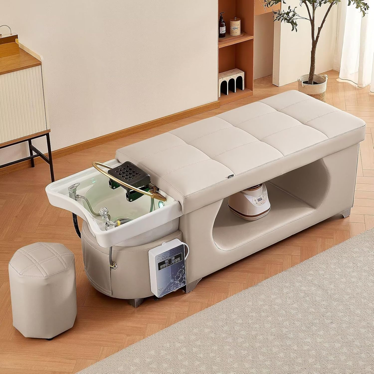 Beauty Salon Head Spa Shampoo Bed Stainless Steel Frame with Water Heater Fumigation Cycle Massage