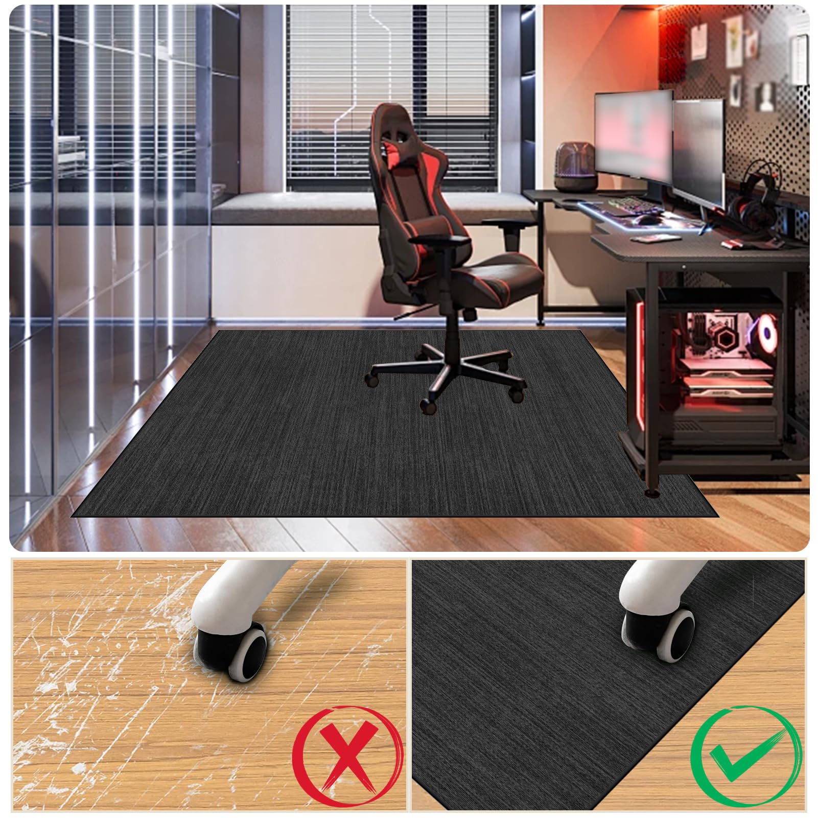 Alfombrilla para Silla de Escritorio, 120 x 160 cm Alfombra Silla Ruedas Gaming Oficina, Alfombrilla de Protección para Suelos Duros, Alfombra Gamer, Base para Silla de Oficina, Alfombra Silla Gaming