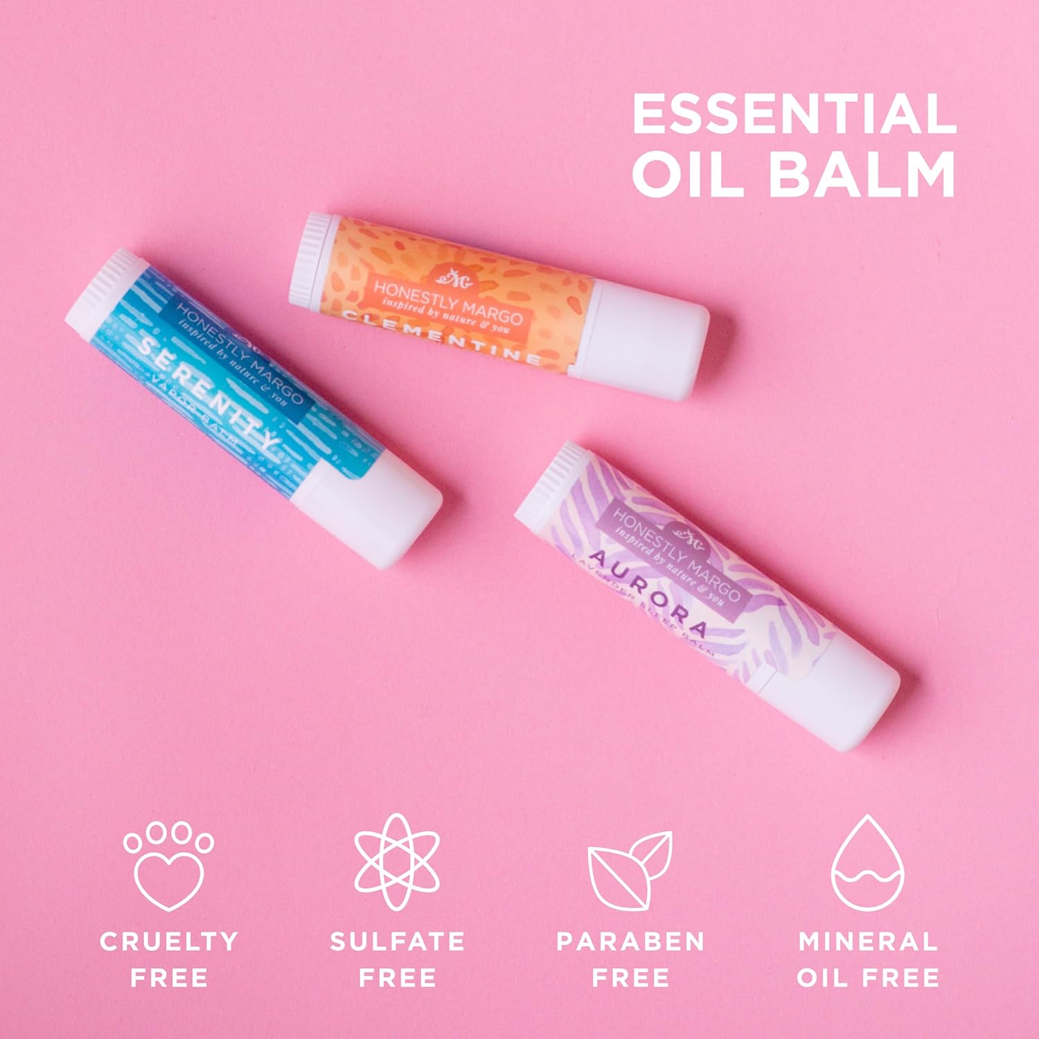 Honestly Margo Aromatherapy Balm Stick Set (Citrus, Lavender, Eucalyptus, Pack of 3) – Natural, Organic Essential Oils, Body Balm & Lip Balm | Aromatherapy Stick & Nasal Stick | Women Self Care