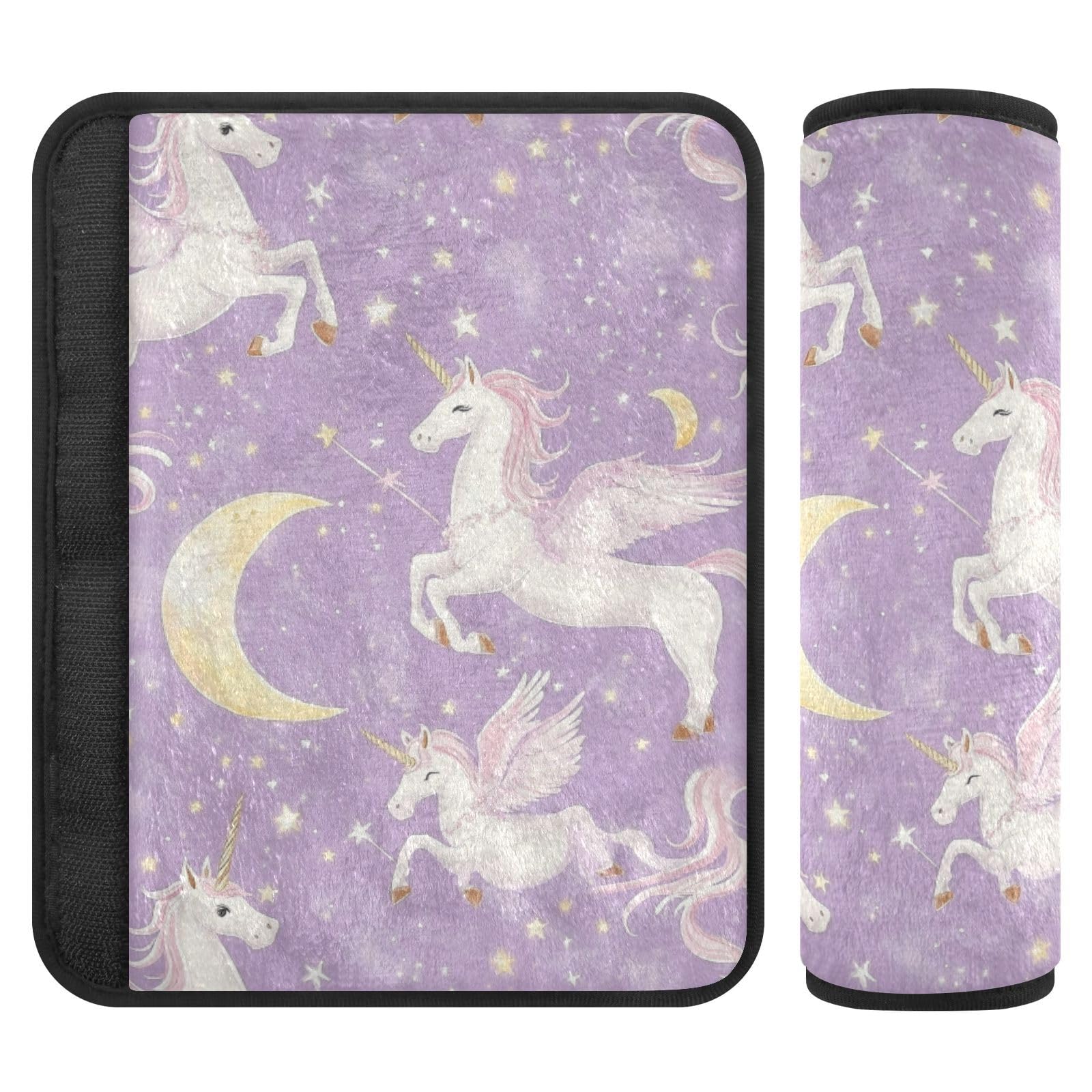 Seat Belt Covers 2 Pack Unicorns Magic Car Seat Strap Covers Super Soft Cartoon Car Seat Neck Cover for Boys Girls Adults Babies S