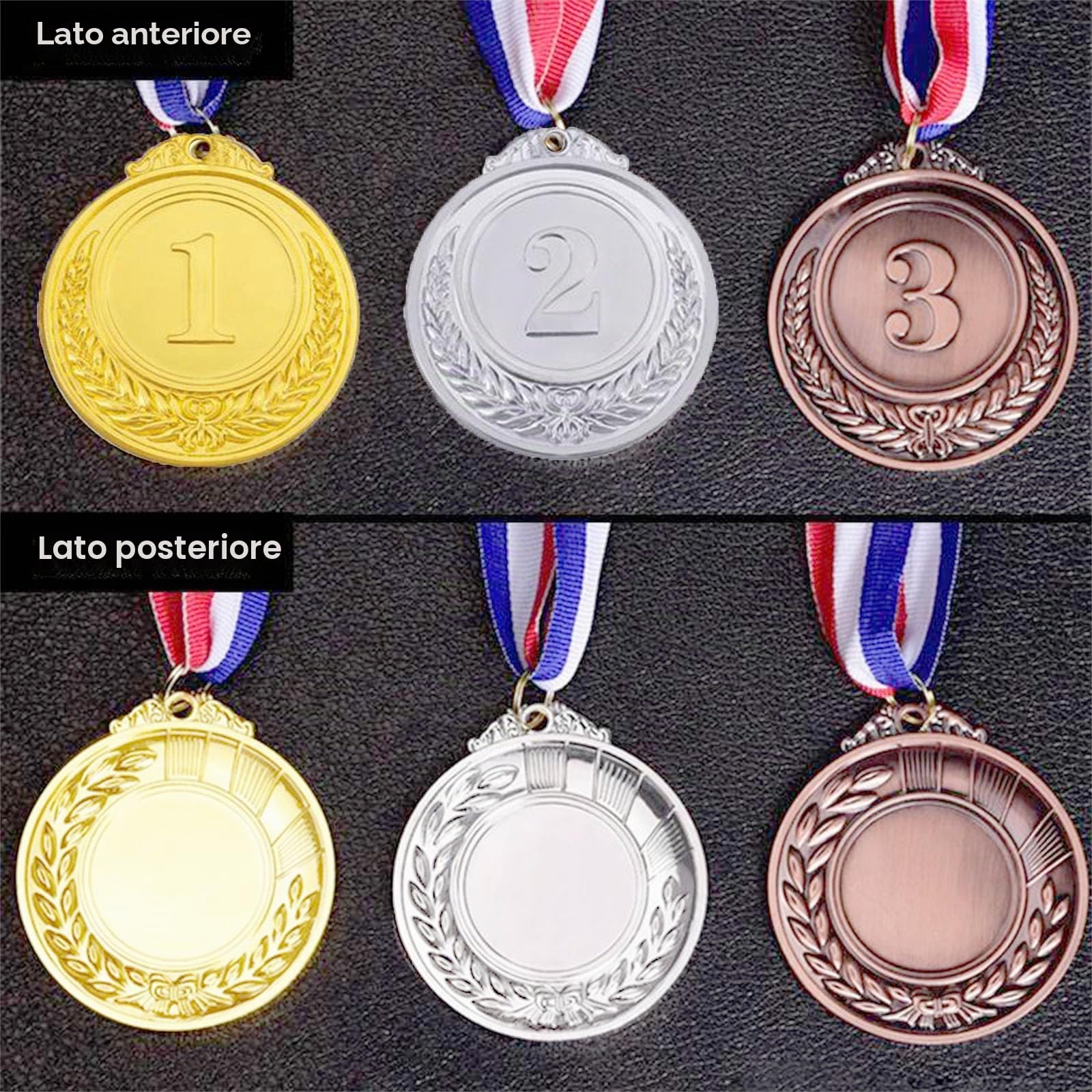 Tokaneit Medaglie Premiazioni Metallo 3 Pezzi Medaglie Premiazioni Personalizzate,Medaglia Oro Argento Bronzo con Nastro ColloMedaglia in Lega di Zinco,per Concorso Sport Festa Decorazione