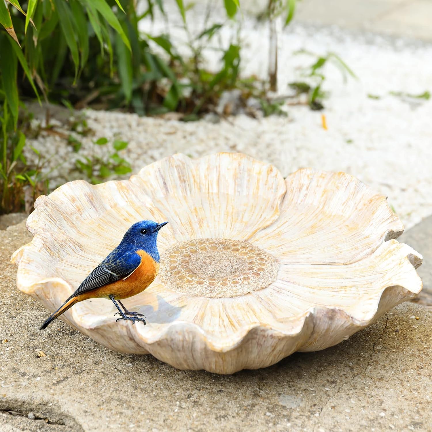 MUMTOP Bird Bath for Outdoors, Resin Garden Flower Birdbath Bowl Yard Decor image 3