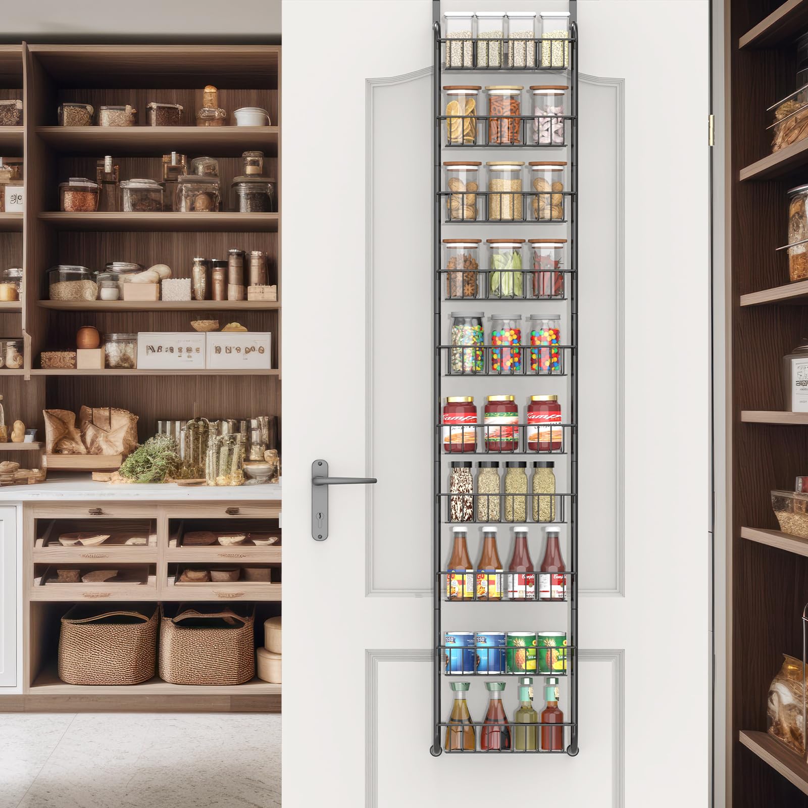 Organizer Da Parete Per Cucina - Scaffale Appendibile Per Armadio, Nero, 30x21x10 Cm - Foto 7