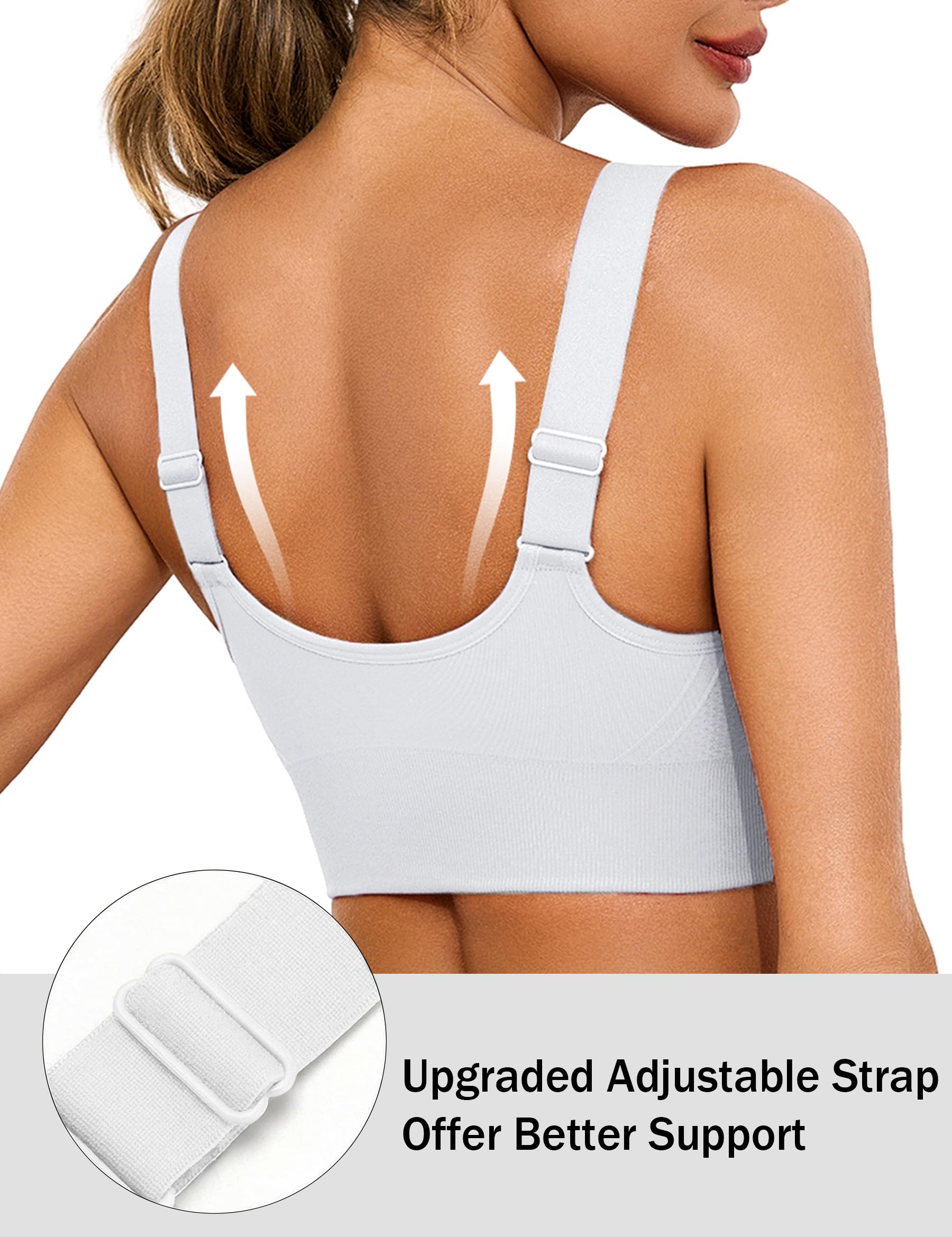 Top Palestra Donna Reggiseno Sportivo con Spalline Larghe Regolabili Schiena Reggiseni Sportivi Supporto Medio-Alto Running, Fitness, Yoga S-XL