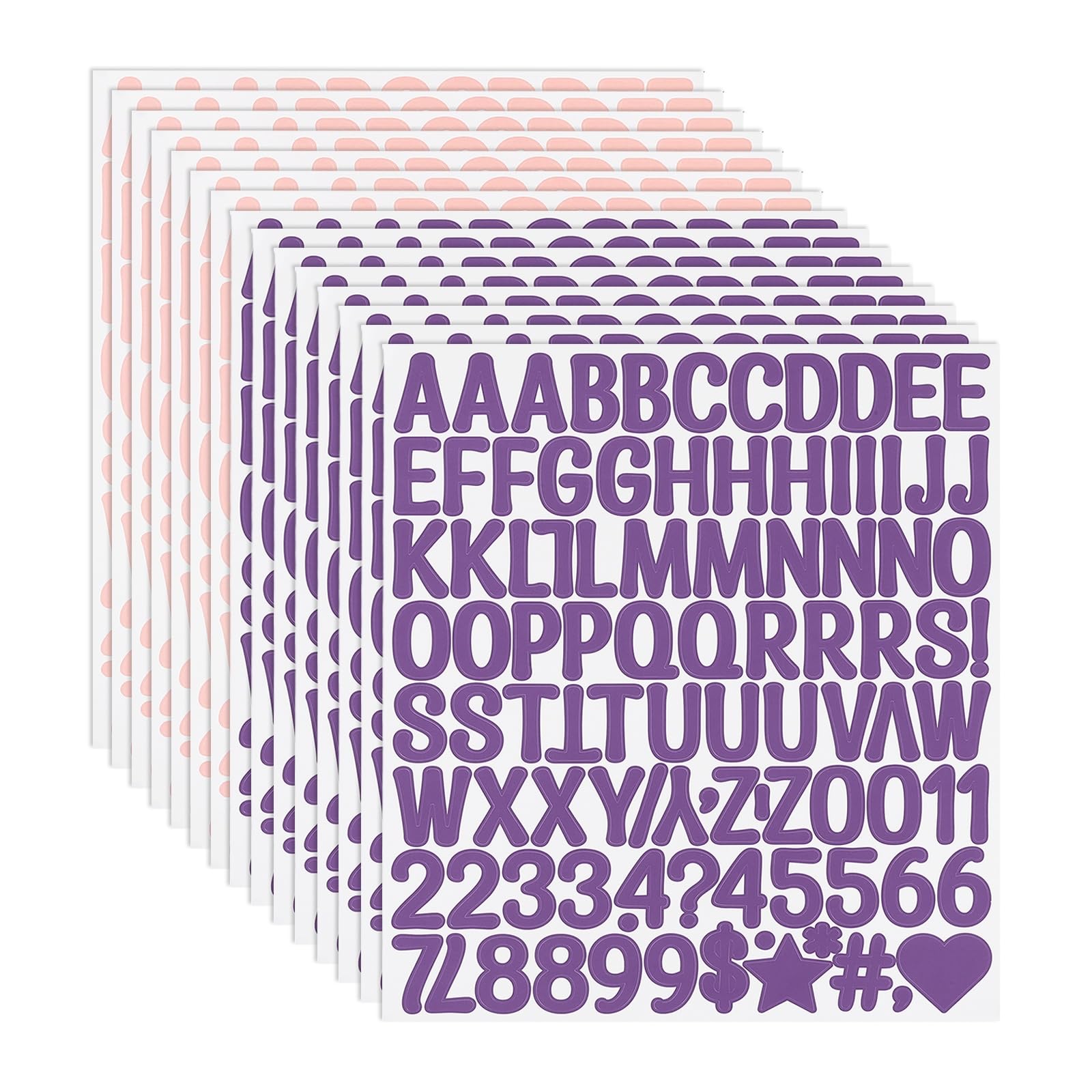 PATIKIL 1 Inch Letter Stickers, 15 Sheet Alphabet Number Stickers Self Adhesive Handwriting Vinyl Stick on Letters for Mailbox Number Scrapbooking Sign Bottles Craft, Pink and Purple