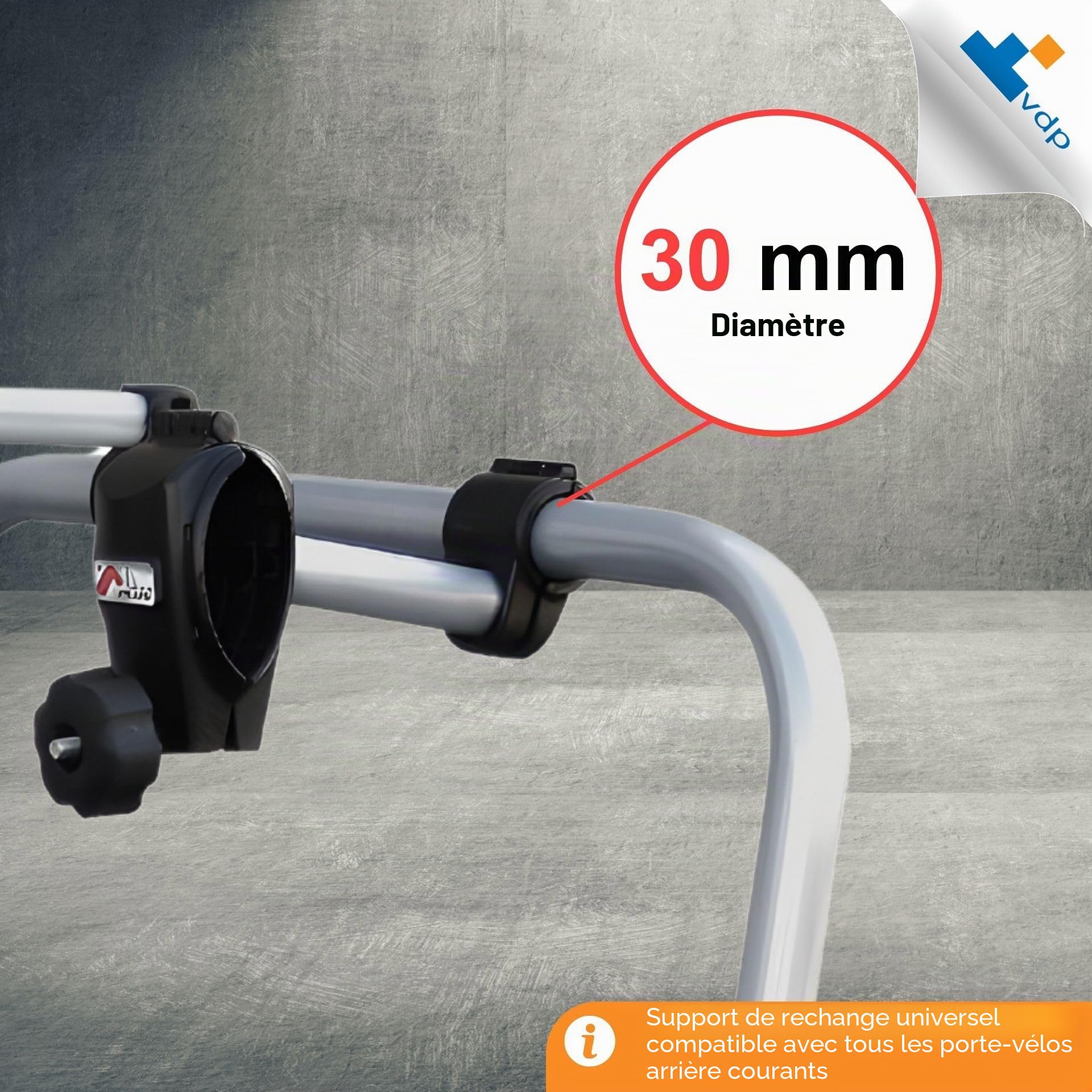 MENABO Support de Cadre Universel pour Porte-vélos - Court 17 cm - Support de Rechange pour Porte-vélo - Support de Cadre de vélo pour diamètre de Cadre de 3 à 7 cm - pour Tube en U de 3 cm de