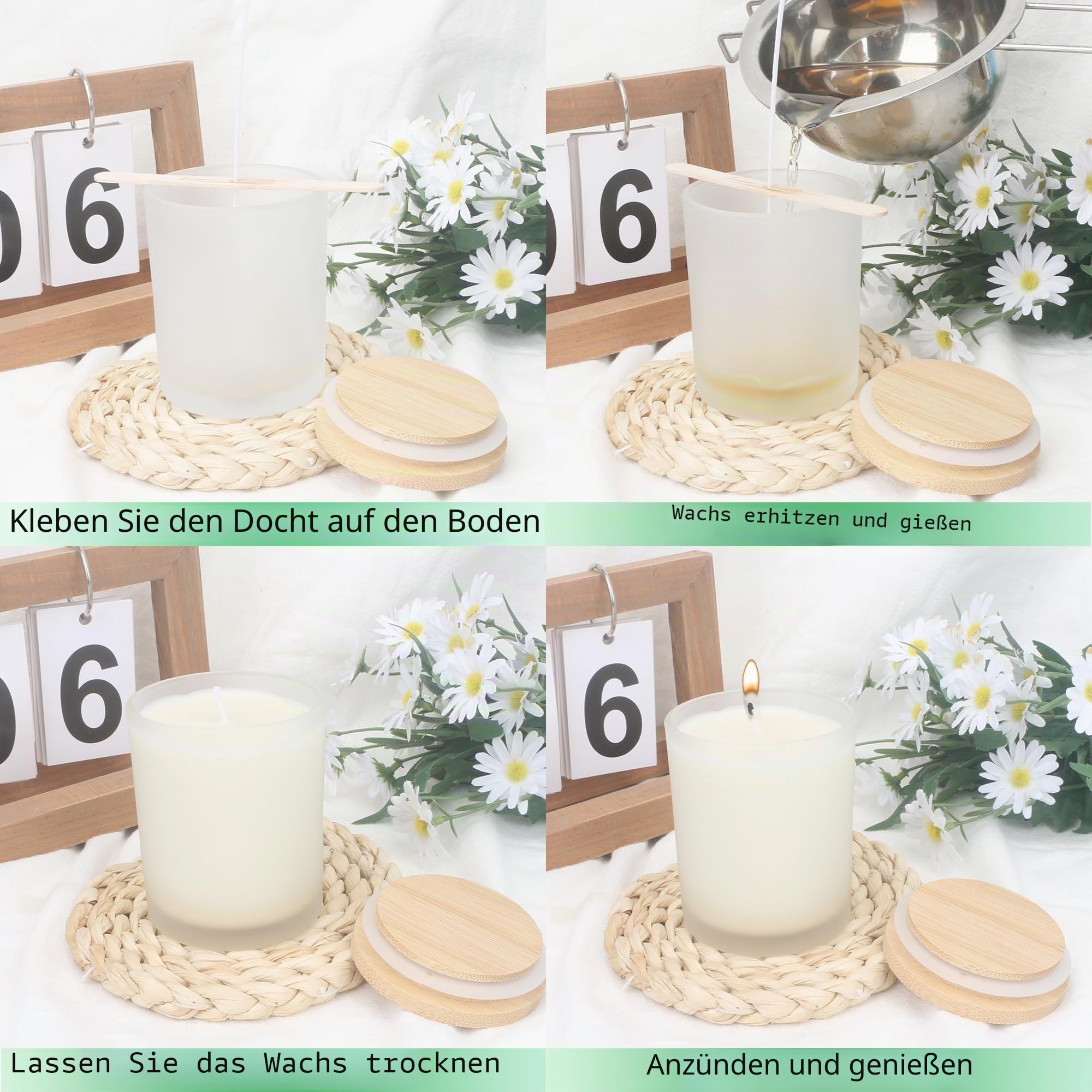 MILIVIXAY 20 Stück 200 ml Milchglas-Kerzengläser mit Deckel, leere Kerzengläser für die Herstellung von Kerzen, Gewürze, Pulverbehälter.