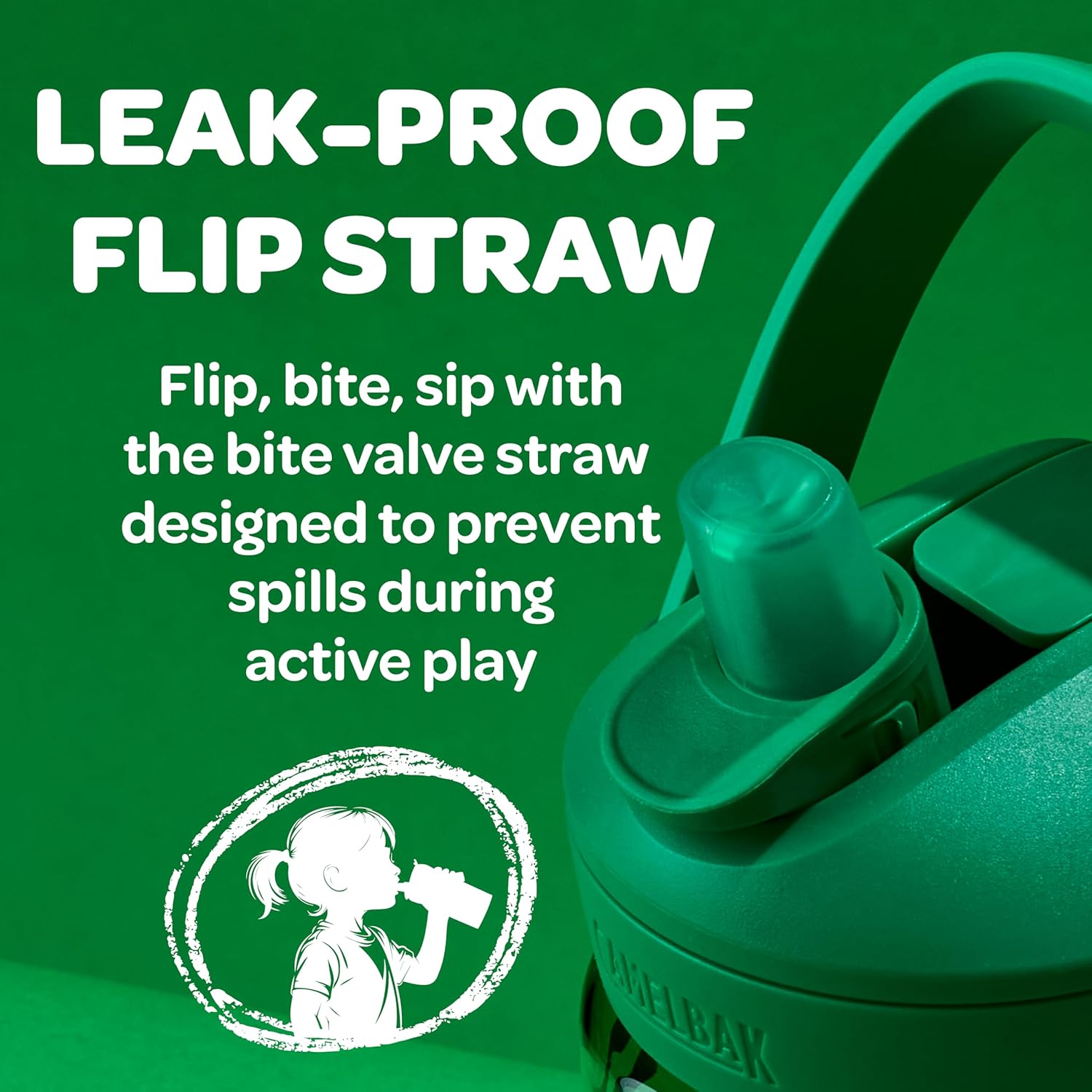 CamelBak Crayola Flip Straw Kids Water Bottle, Tritan Renew, Spill-Proof, 14oz, Green - Image 4