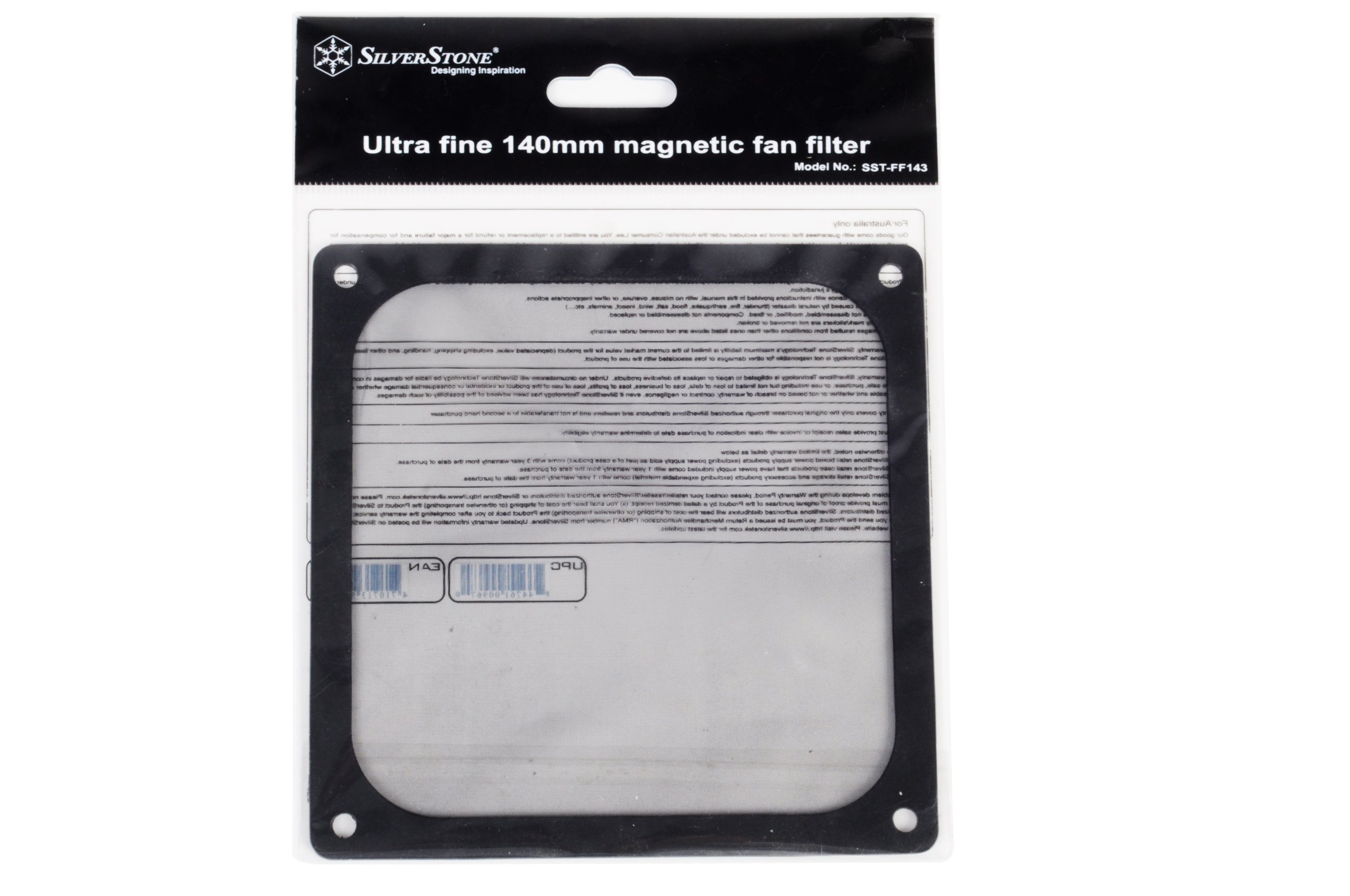 SilverStone SST-FF143B - osłona wentylatora 140 mm z ultra-drobnym filtrem przeciwpyłowym, montaż na magnes, czarny