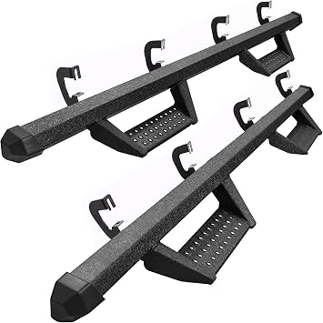 SMANOW Drop Running Boards Compatible with 2007-2018 Chevy Silverado 1500/Sierra 1500 2500HD 3500HD Crew Cab Excl. Diesel Model, Dual-Stage Textured Black Powder Coated Step Bars Drop Step Style.