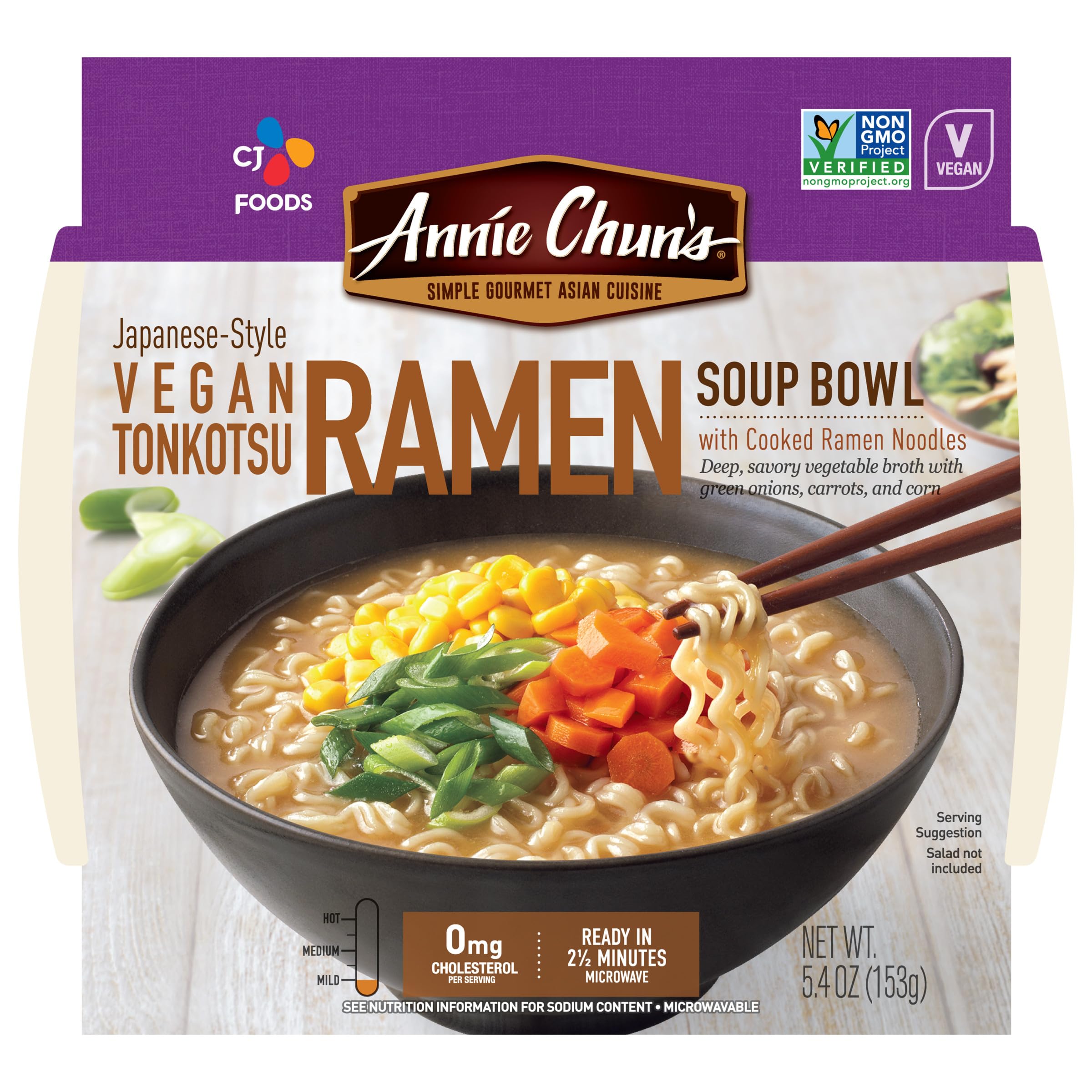 Annie Chun's Japanese-Style Vegan Tonkotsu Ramen Soup Bowl, Non-GMO, 5.4 Oz (Pack of 6)