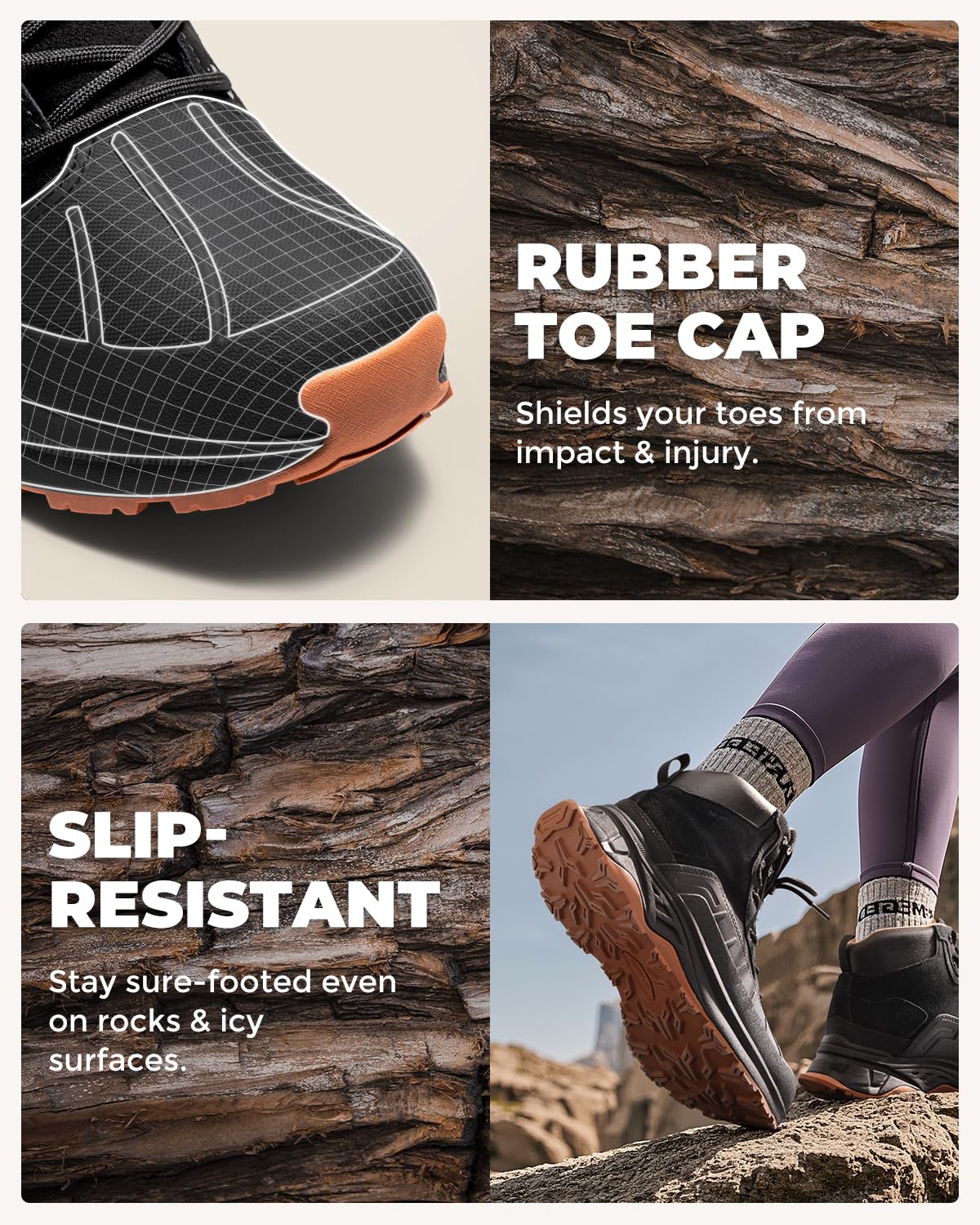 NORTIV 8 Women's Waterproof Hiking Boots Outdoor Trekking Camping Trail Hiking Boots,Size 7.5,Black,SNHB2312W