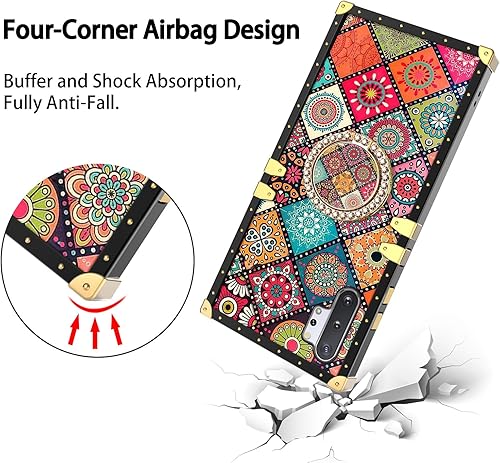 Miniatura 8 de Funda de teléfono cuadrada retro para Samsung Note 10 Plus con anillo de soporte y cordón, para niñas y mujeres, hippie, bohemio, psicodélico,