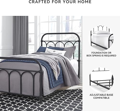 Miniatura 11 de Signature Design by Ashley Nashburg Industrial Farmhouse - Cama de metal, matrimonial, negro mate