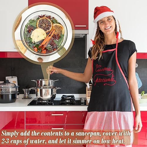 Miniatura 5 de Paquete de 12 Popurrí Navideño para Estufa Kit de Olla Hirviente de Invierno Navidad Rodajas de Naranja Seca Rama de Canela Ambientador Bolsita